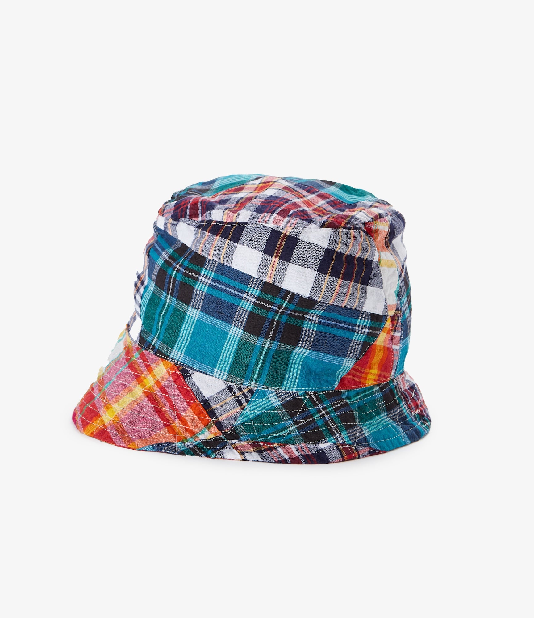 Engineered Garments Bucket Hat - Multi Color Triangle Patchwork Madras