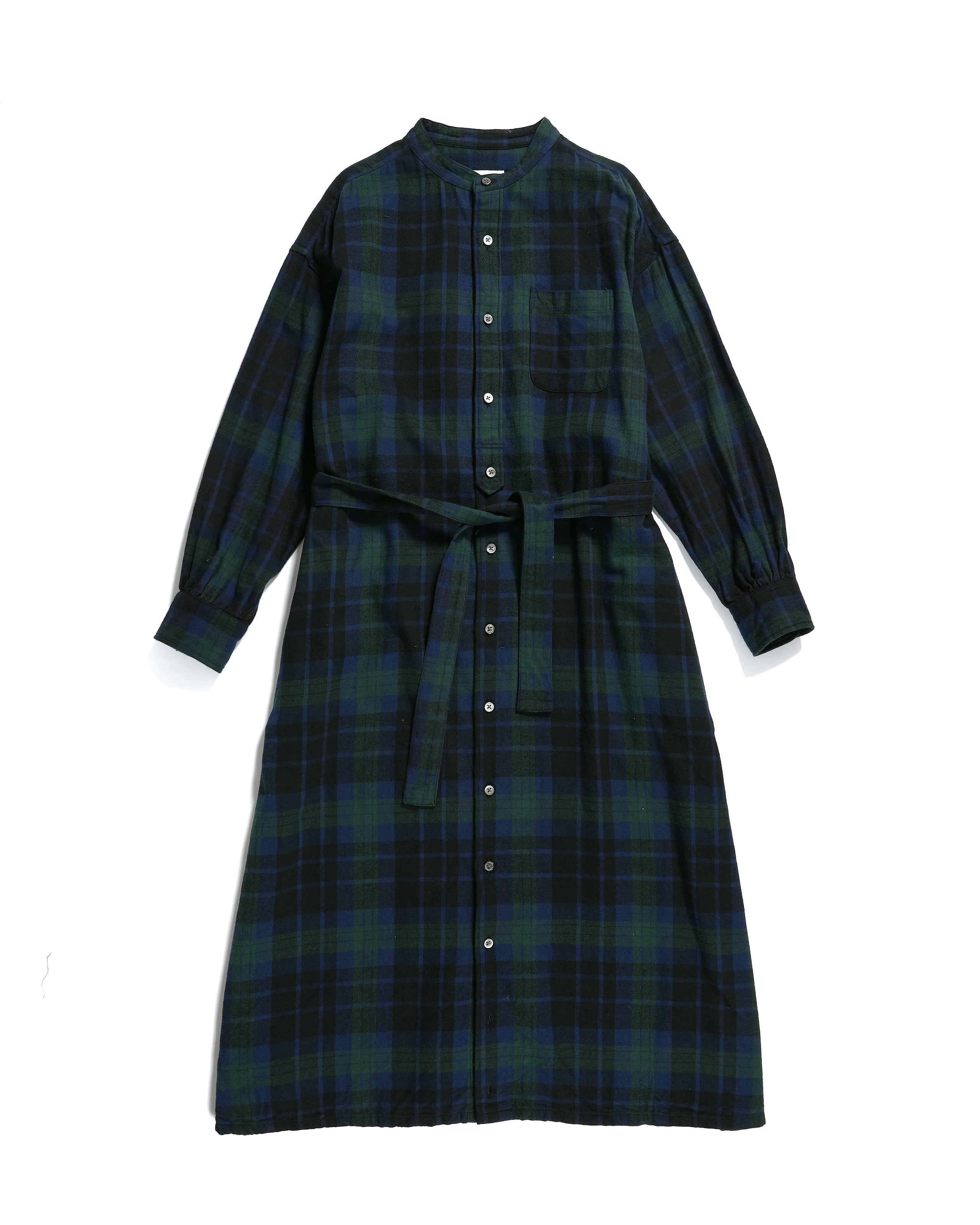 Engineered Garments Banded Collar Dress - Blackwatch Cotton Flannel