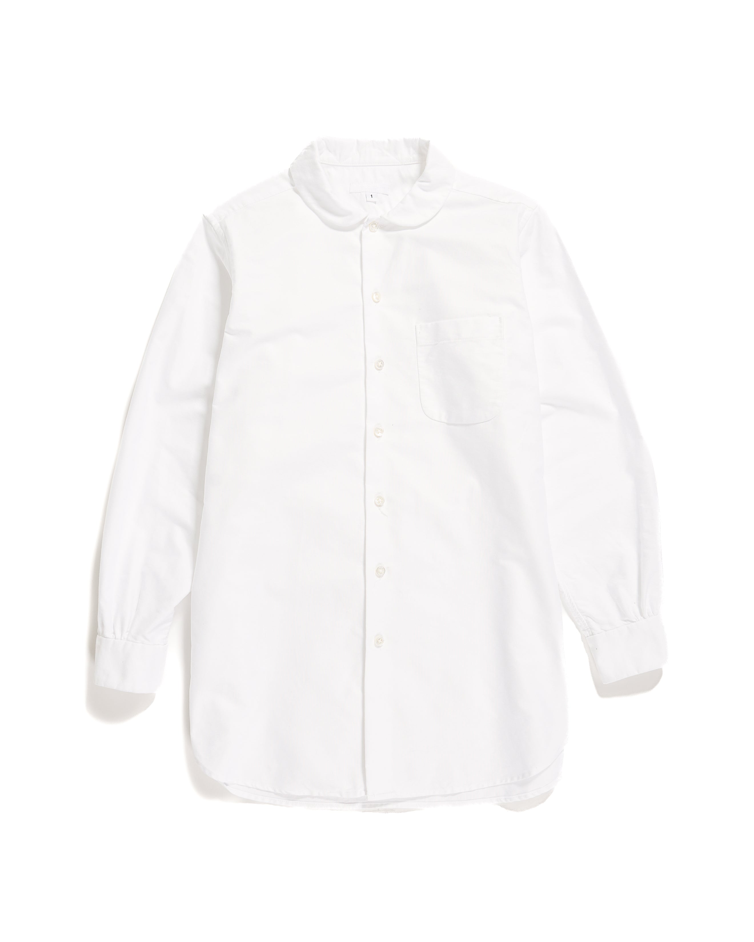 Engineered Garments Rounded Collar Shirt - White Cotton Oxford