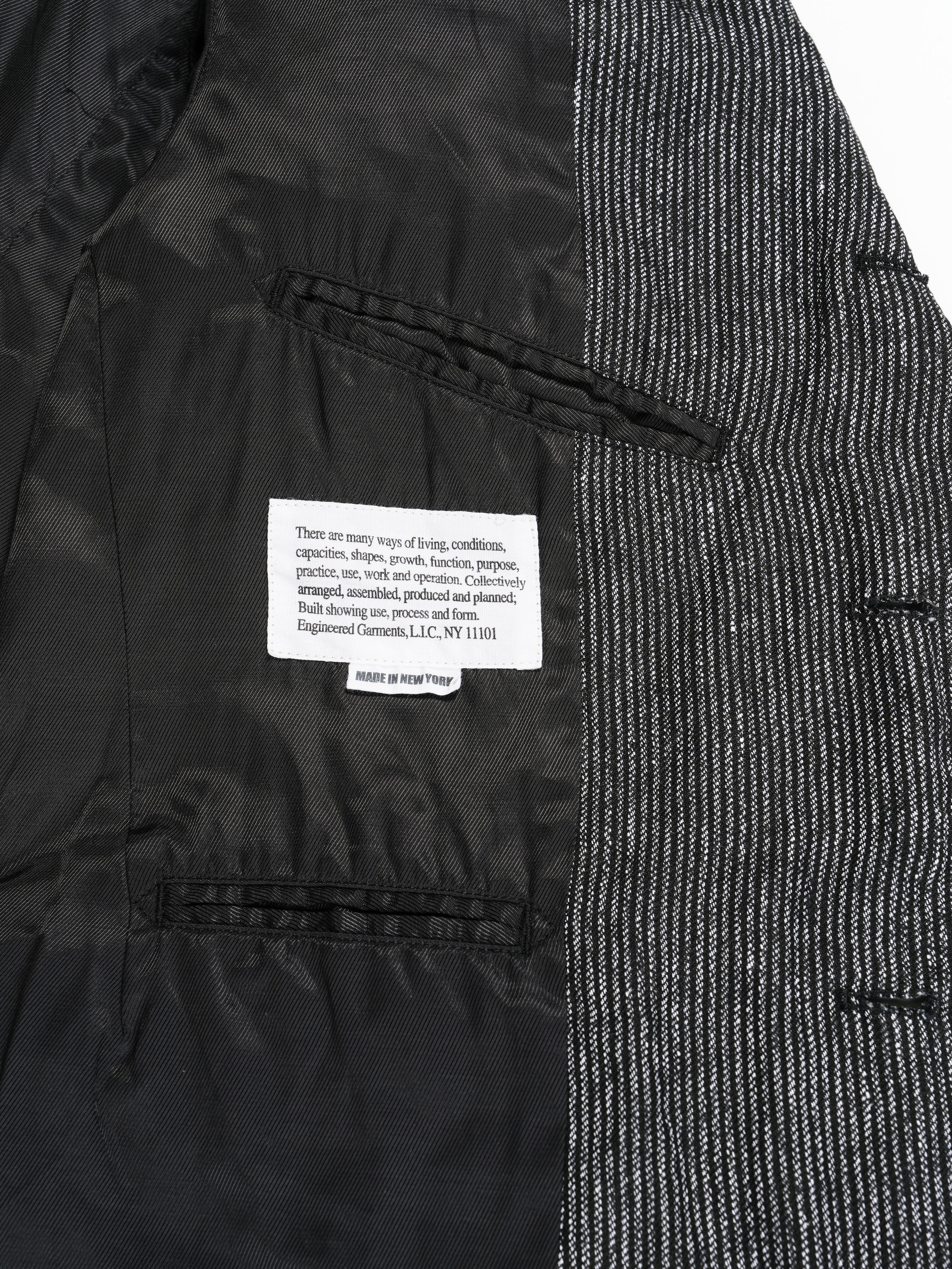 Engineered Garments Andover Jacket - Black/Grey Linen Stripe
