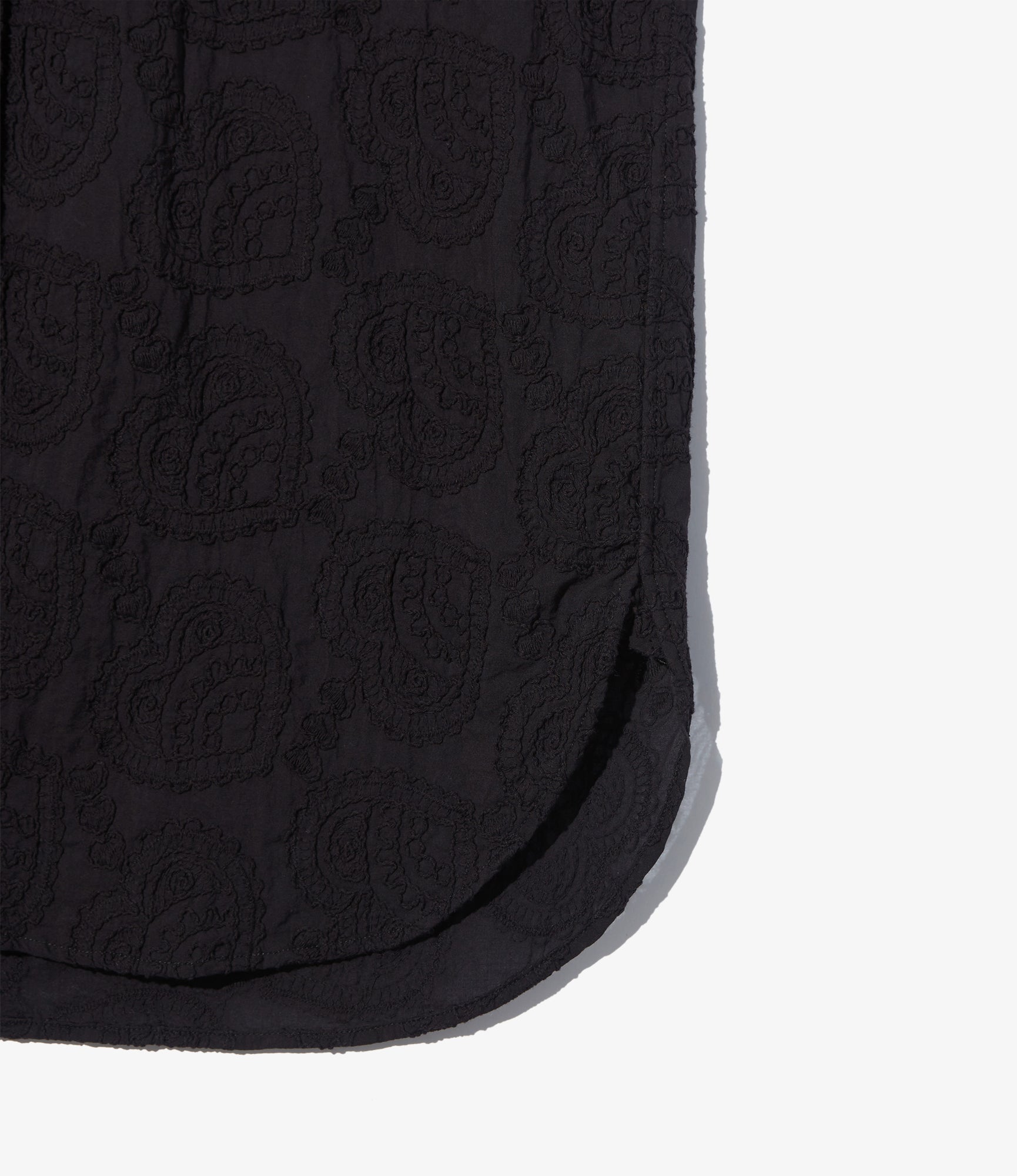 19th Century Button Down Shirt – Black Paisley Embroidered Cotton