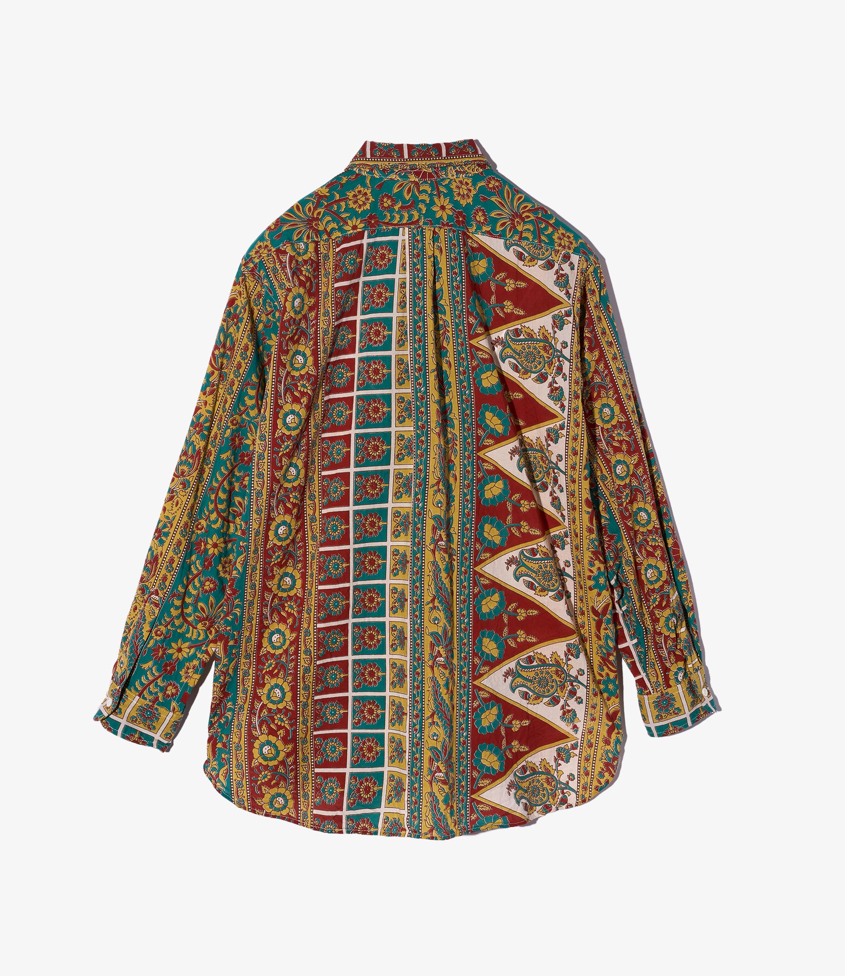 19th Century BD Shirt – Jade/Khaki Floral Stripe Cotton Lawn