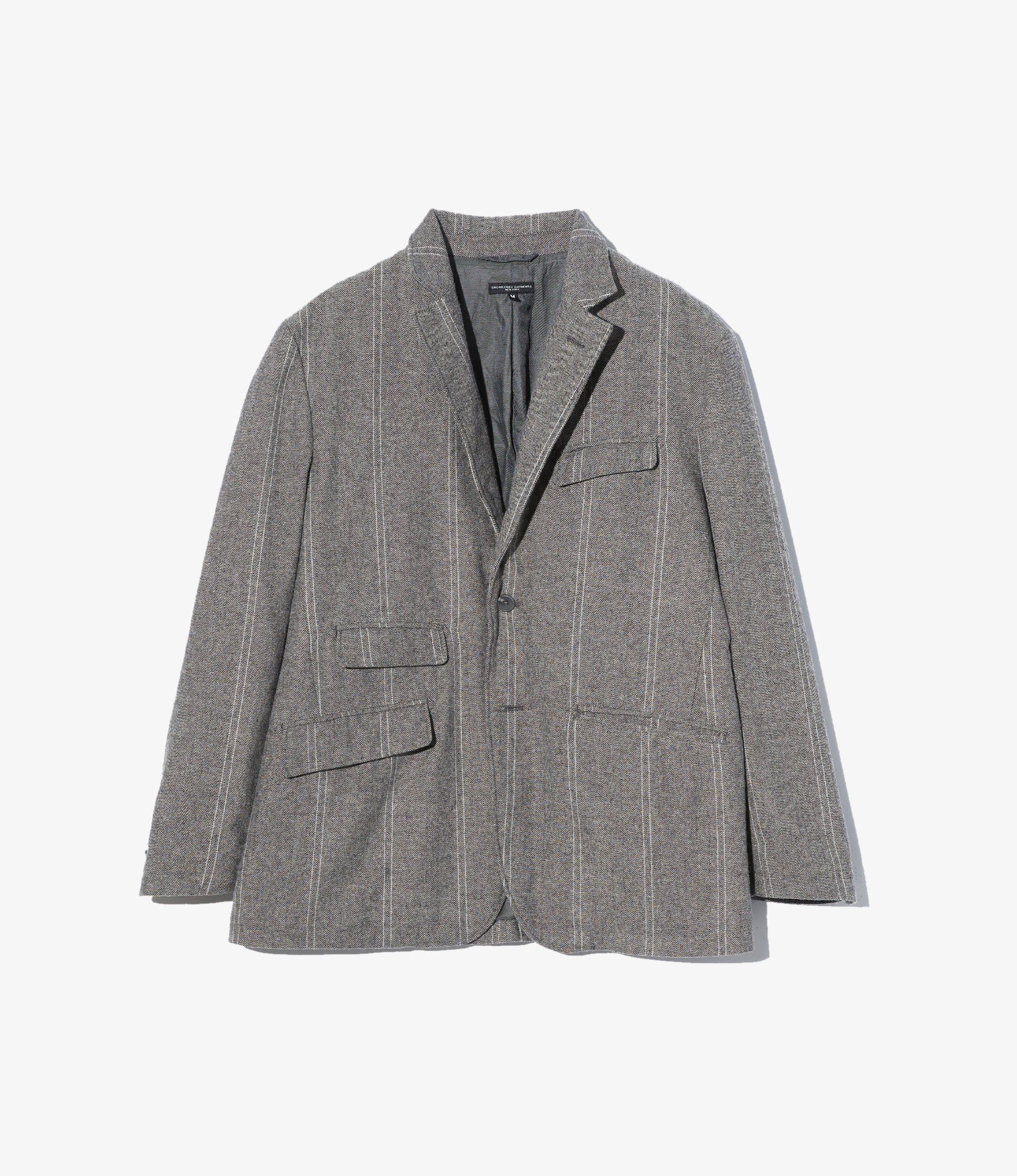 Andover Jacket – Light Grey Striped Herringbone Wool