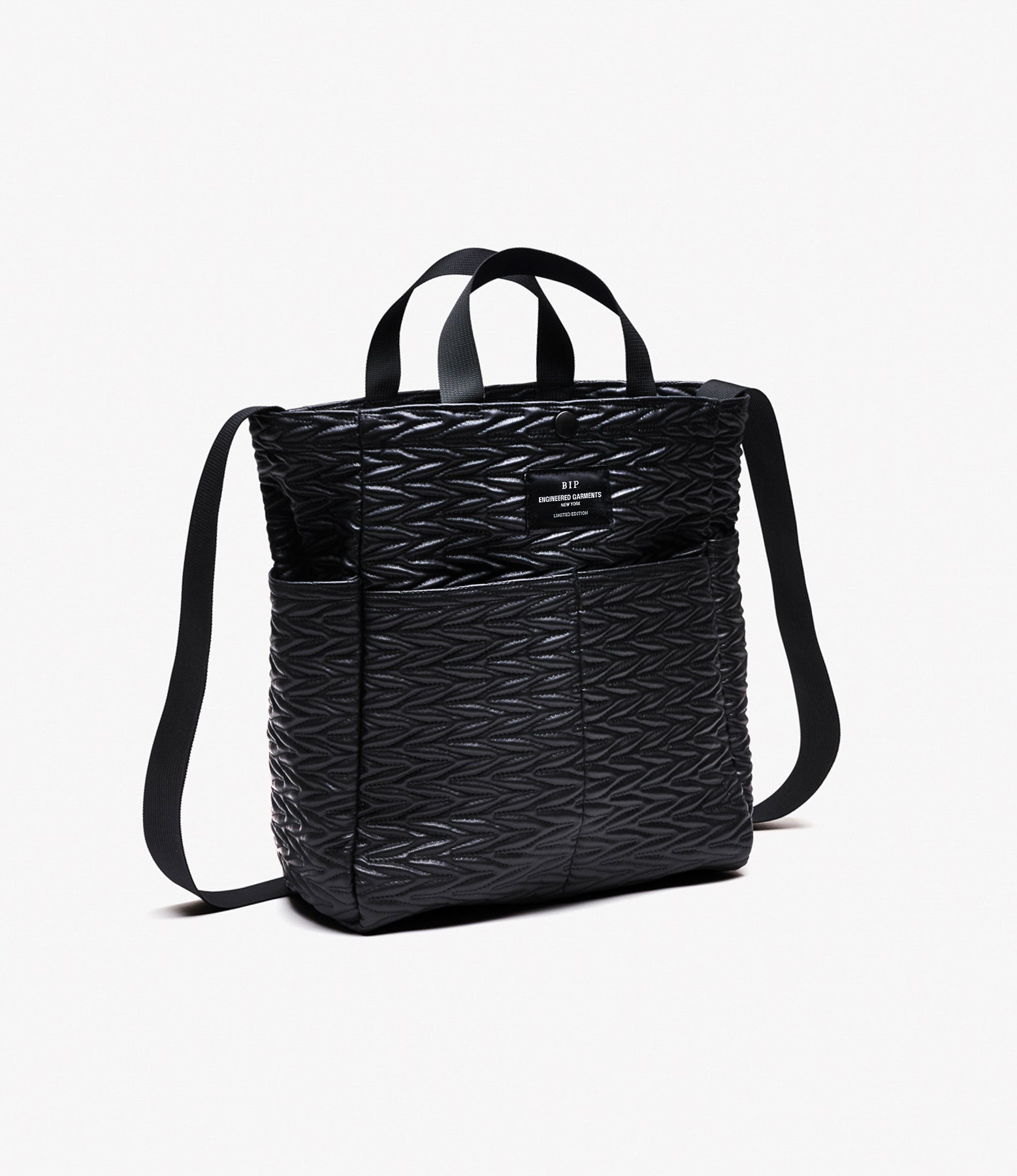 Multi-Pocket Bag – Black Quilted Fake Leather