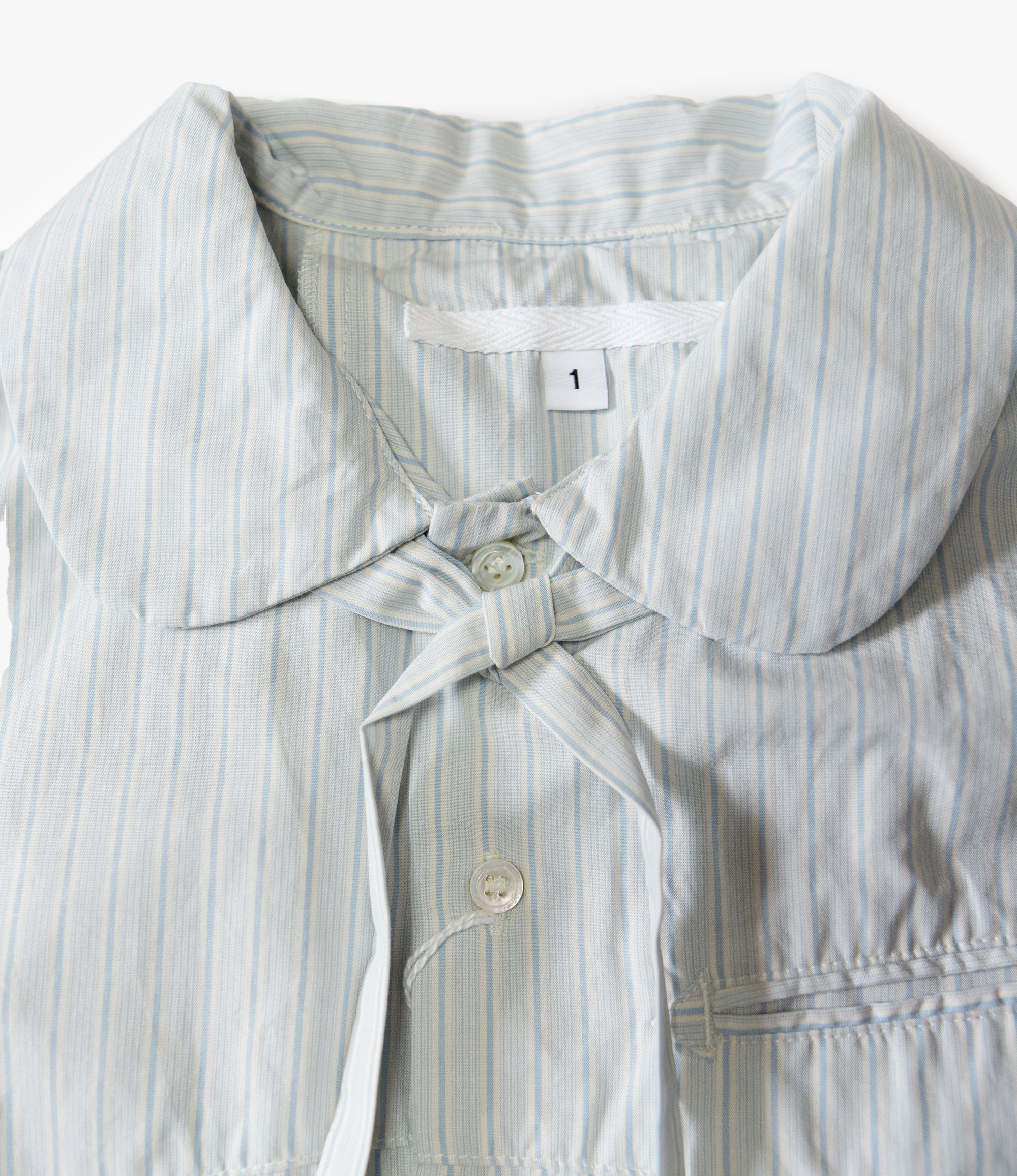 Engineered Garments Blank Label Crest Half Shirt – Blue / Natural Stripe Poplin – Engineered Garments Blank Label – Nepenthes London