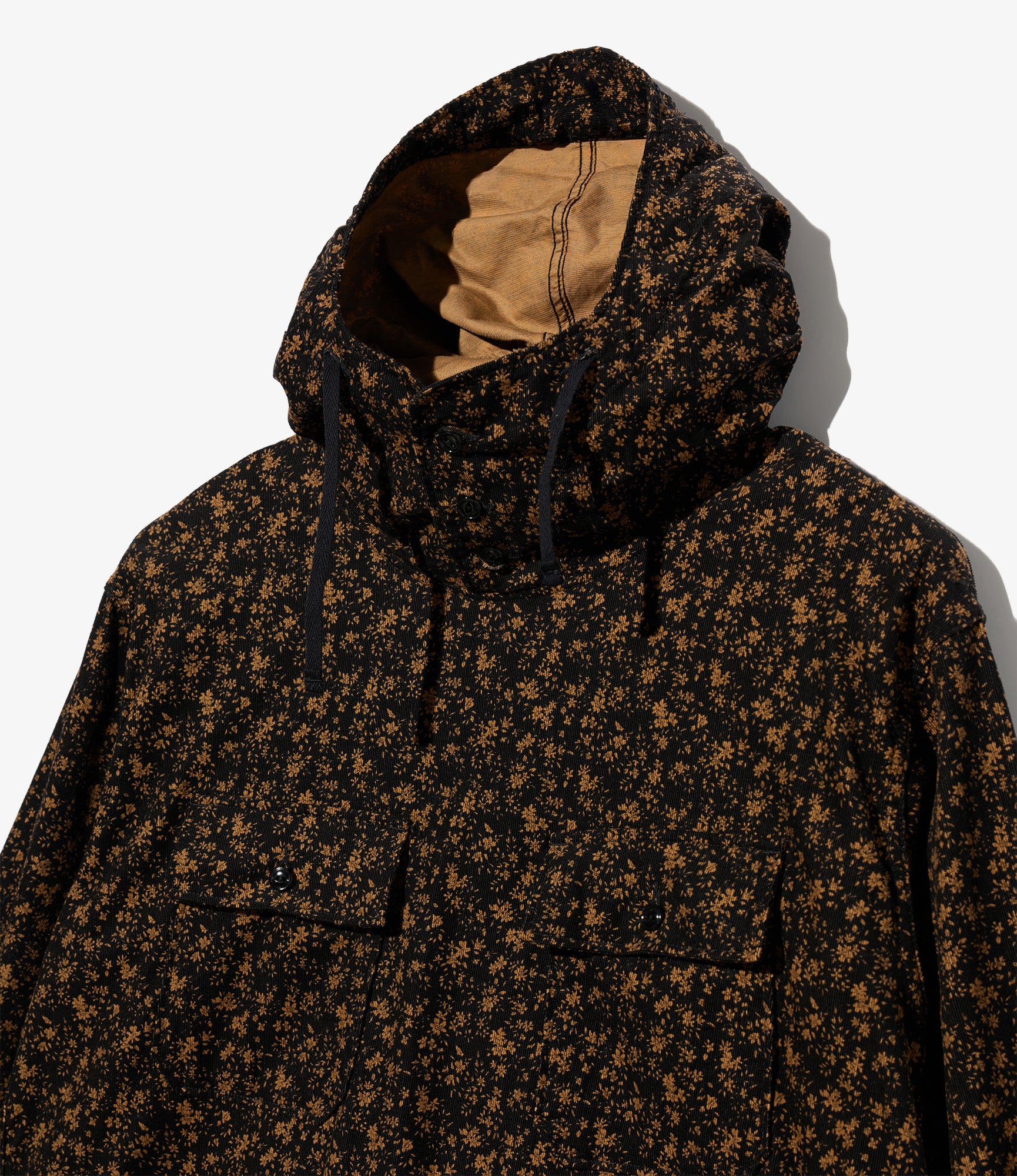 Cagoule Shirt – Black Floral Print 21W Corduroy