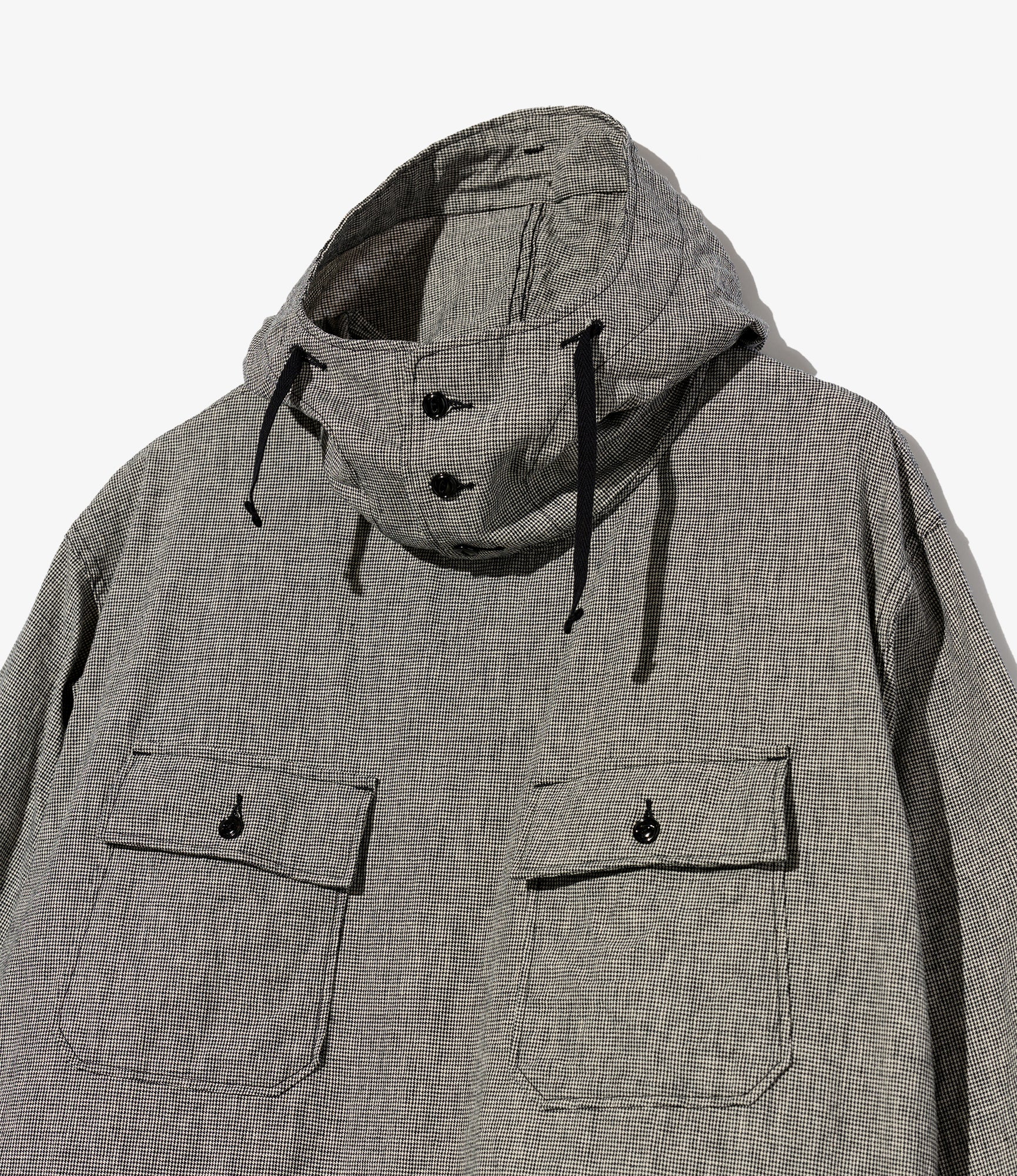 Cagoule Shirt – Grey Houndstooth Cotton/Linen