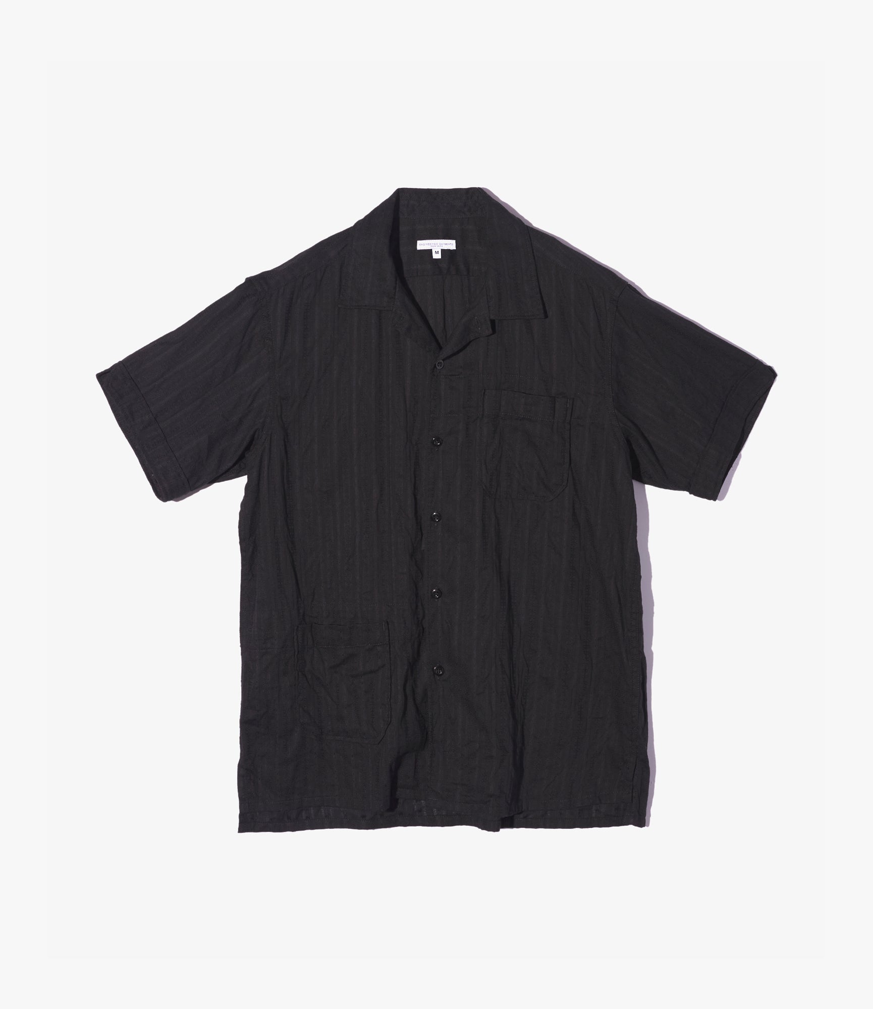 Camp Shirt – Black Stripe Jacquard Cotton Lace