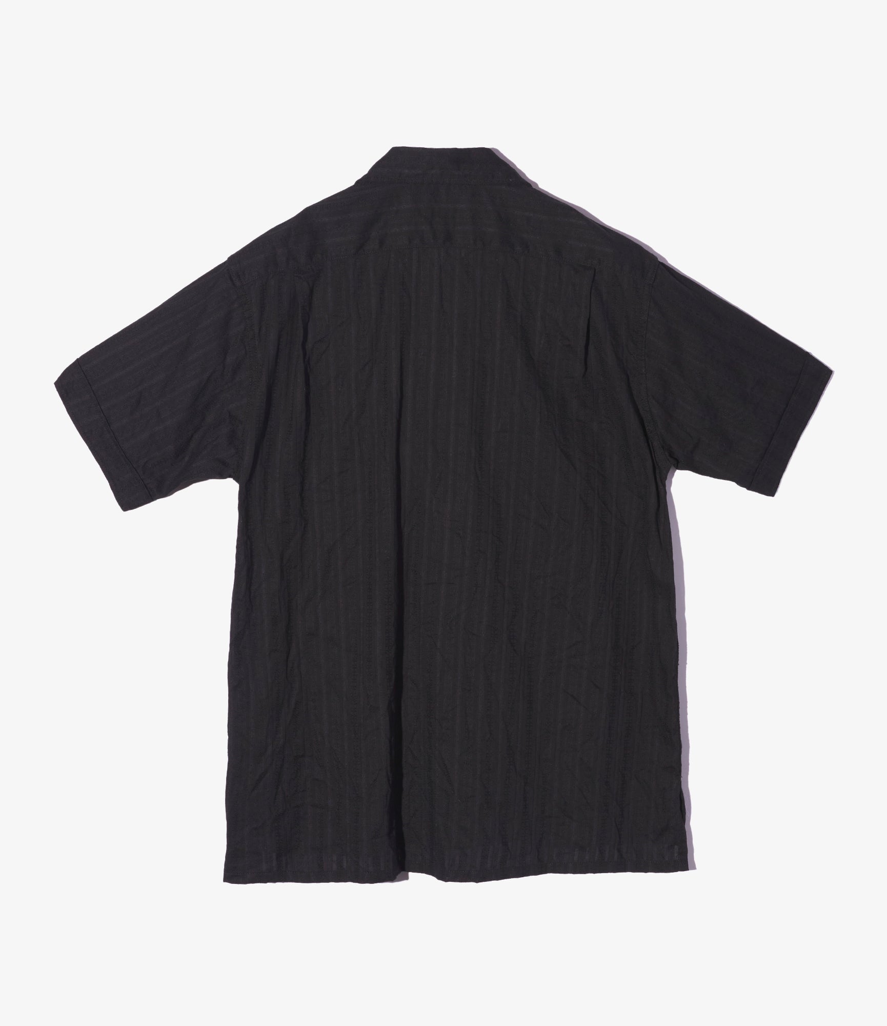 Camp Shirt – Black Stripe Jacquard Cotton Lace