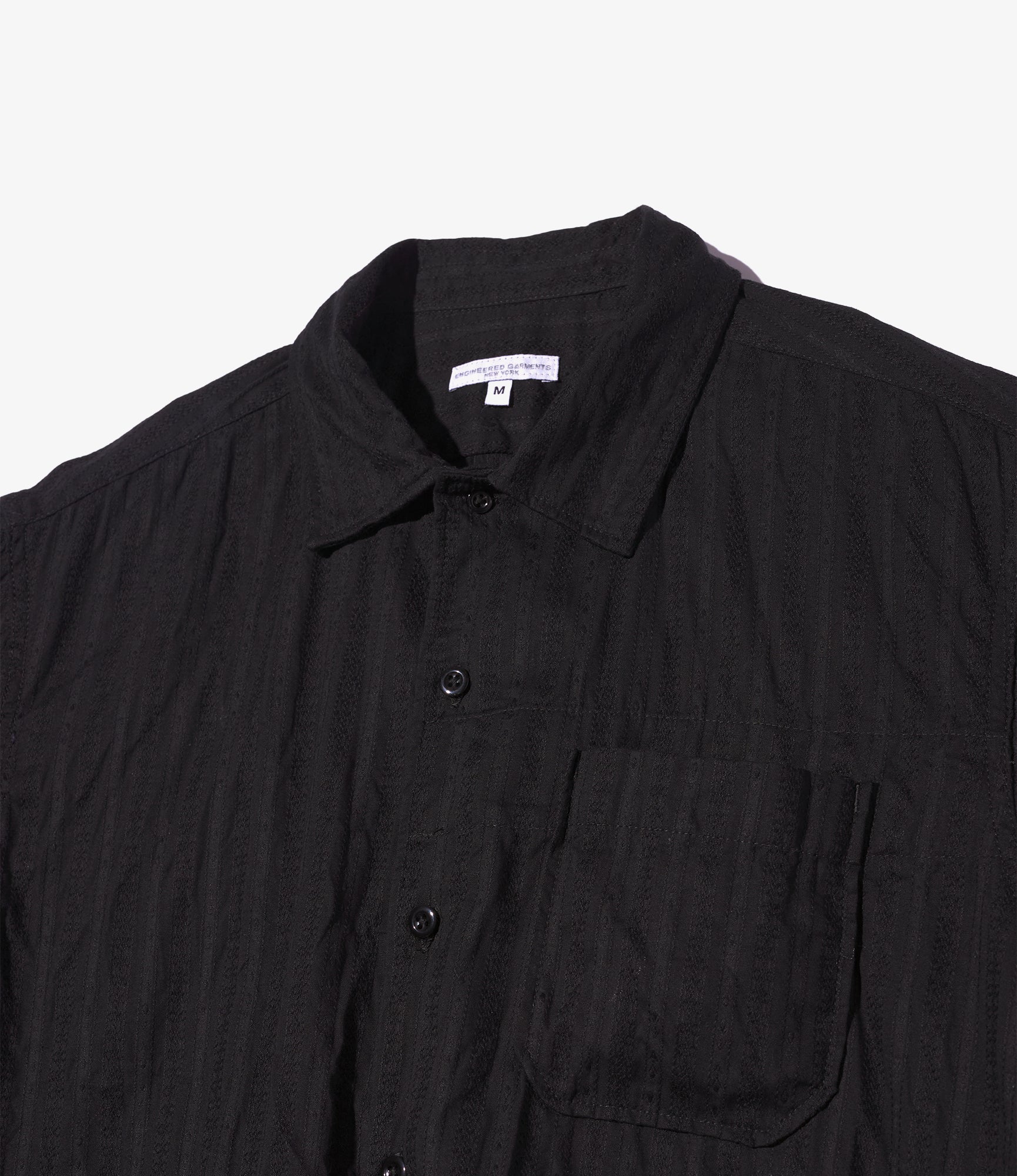 Camp Shirt – Black Stripe Jacquard Cotton Lace