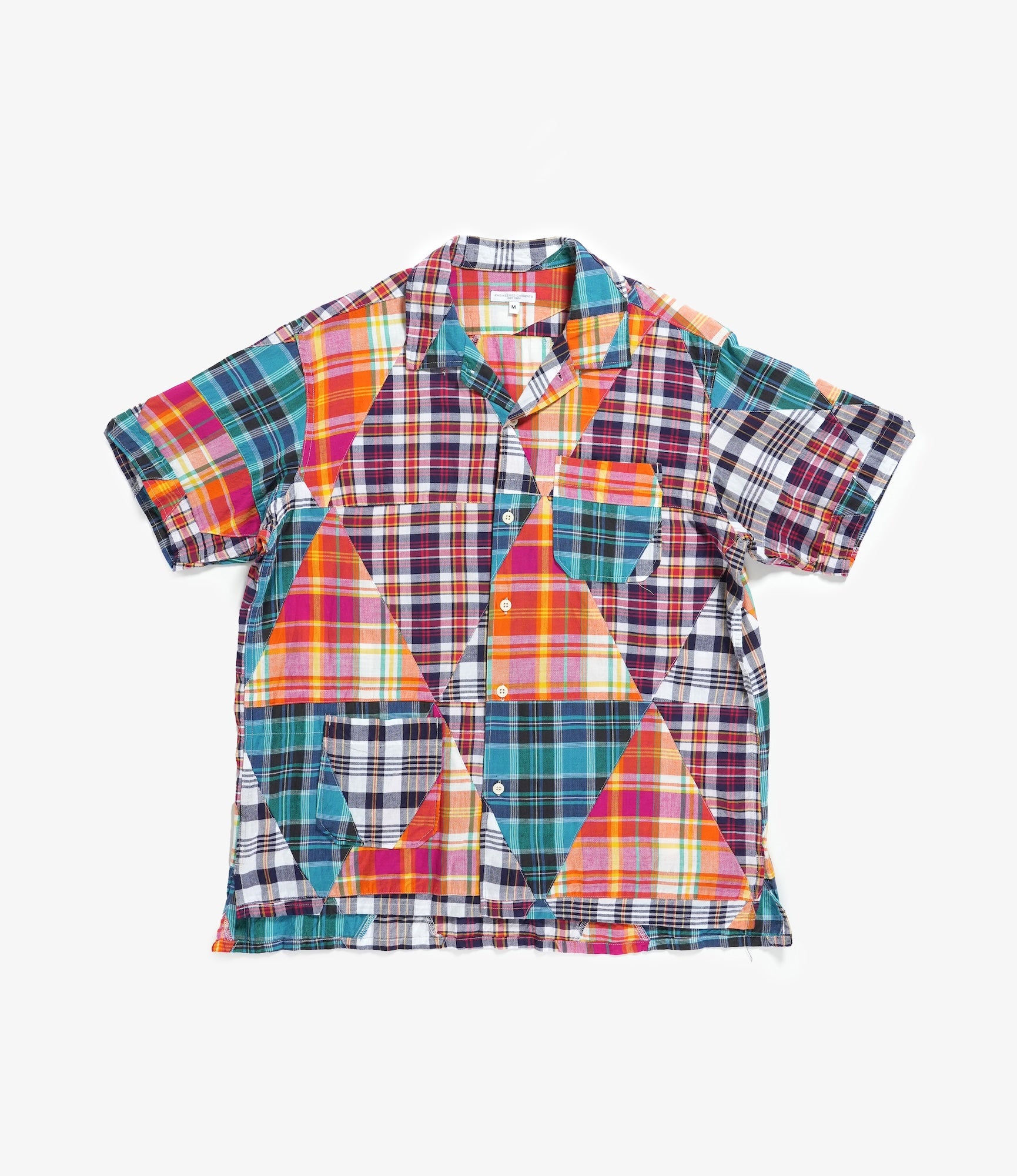 Engineered Garments Camp Shirt - Multi Color Triangle Patchwork Madras