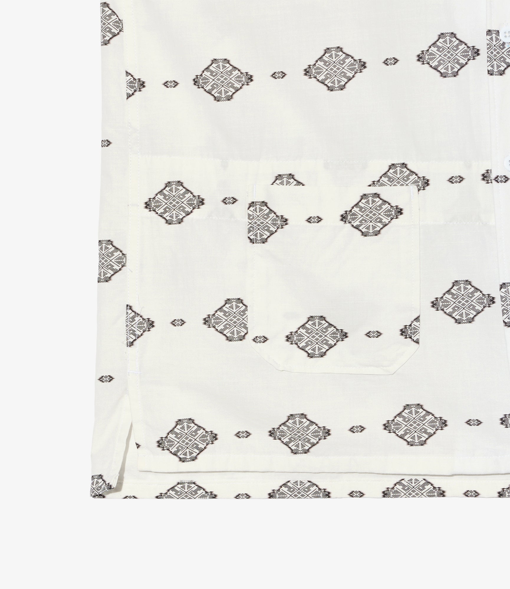 Camp Shirt – White Ikat Print