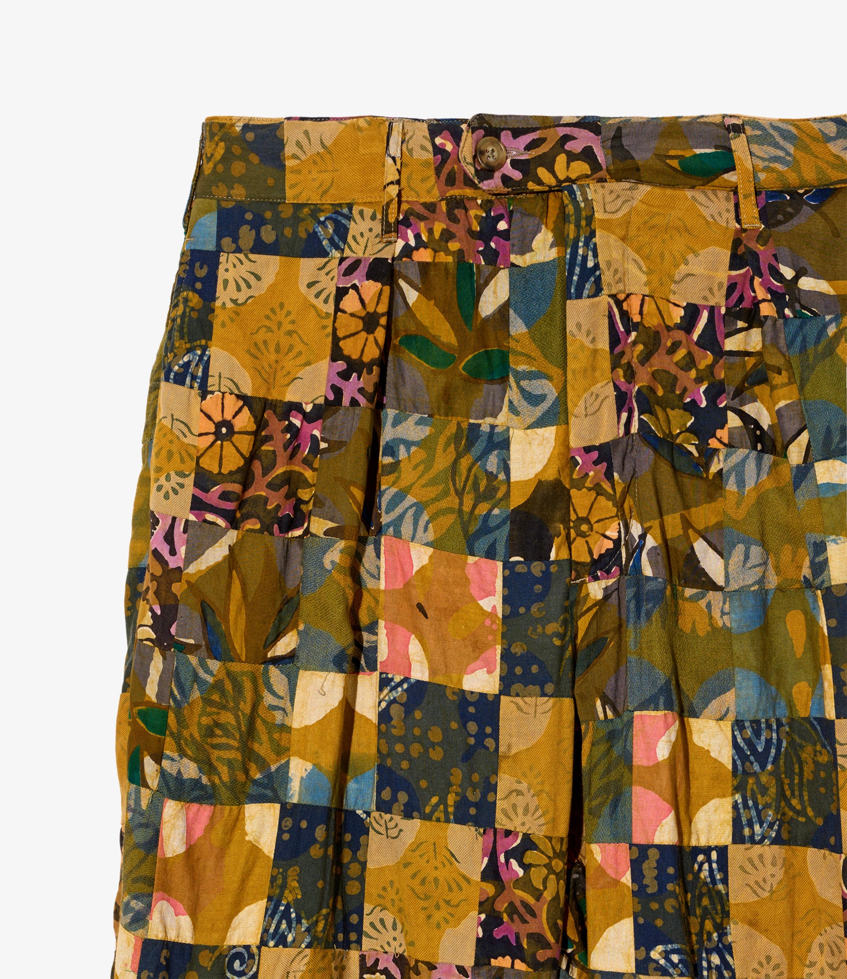 Carlyle Pant – Olive Mixed Pattern Patchwork
