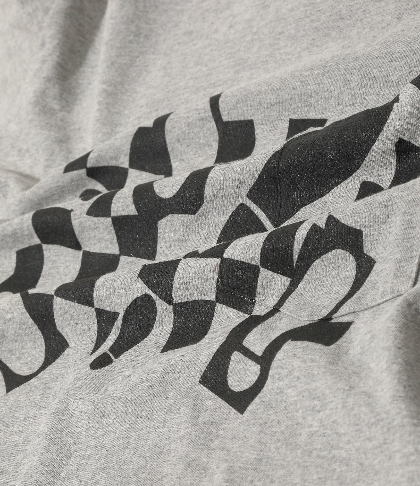 Cross Neck T–Shirt – Grey 'Footprint' Print