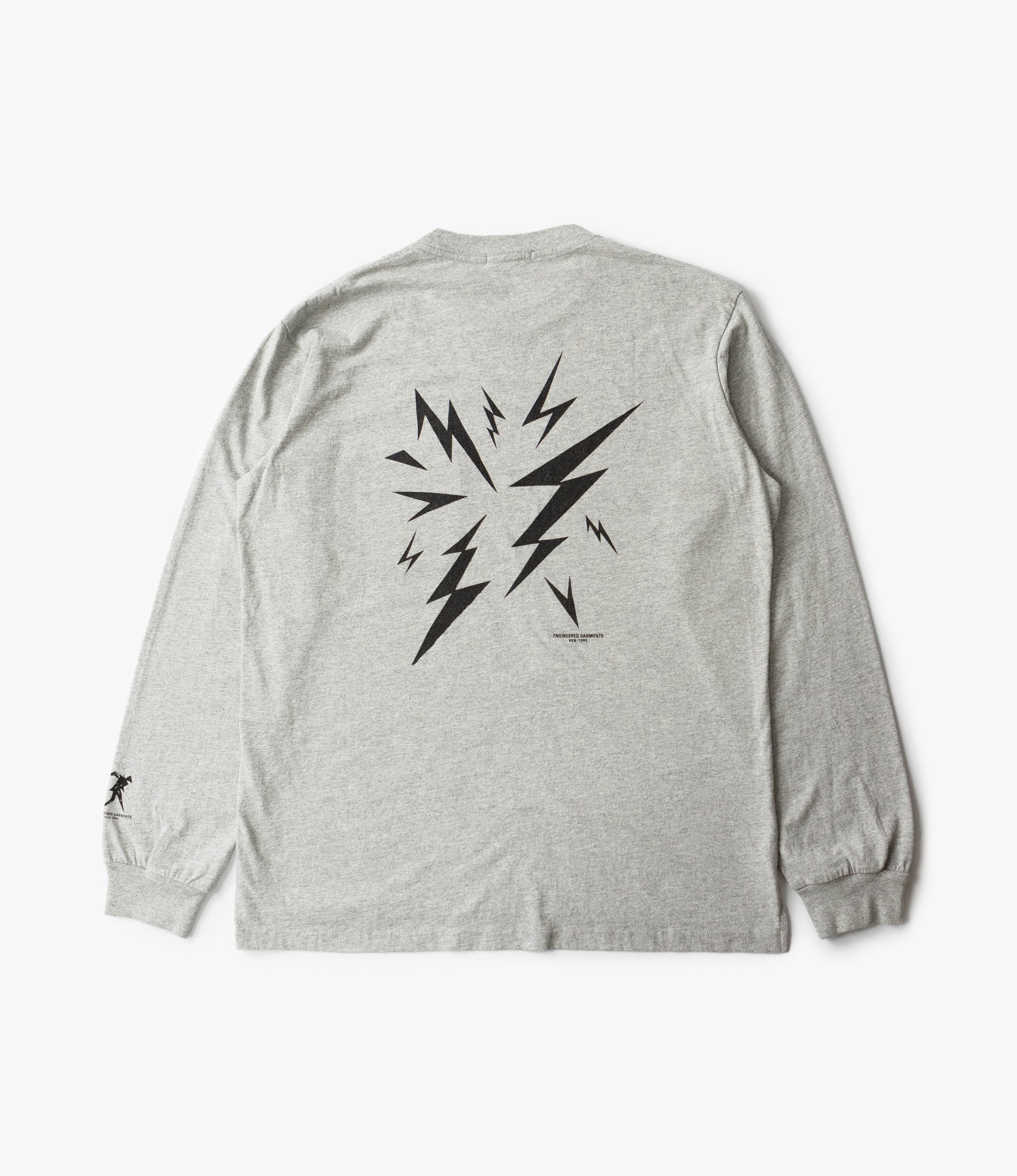 Cross Neck Long Sleeve 'Lightning' T-Shirt – Grey