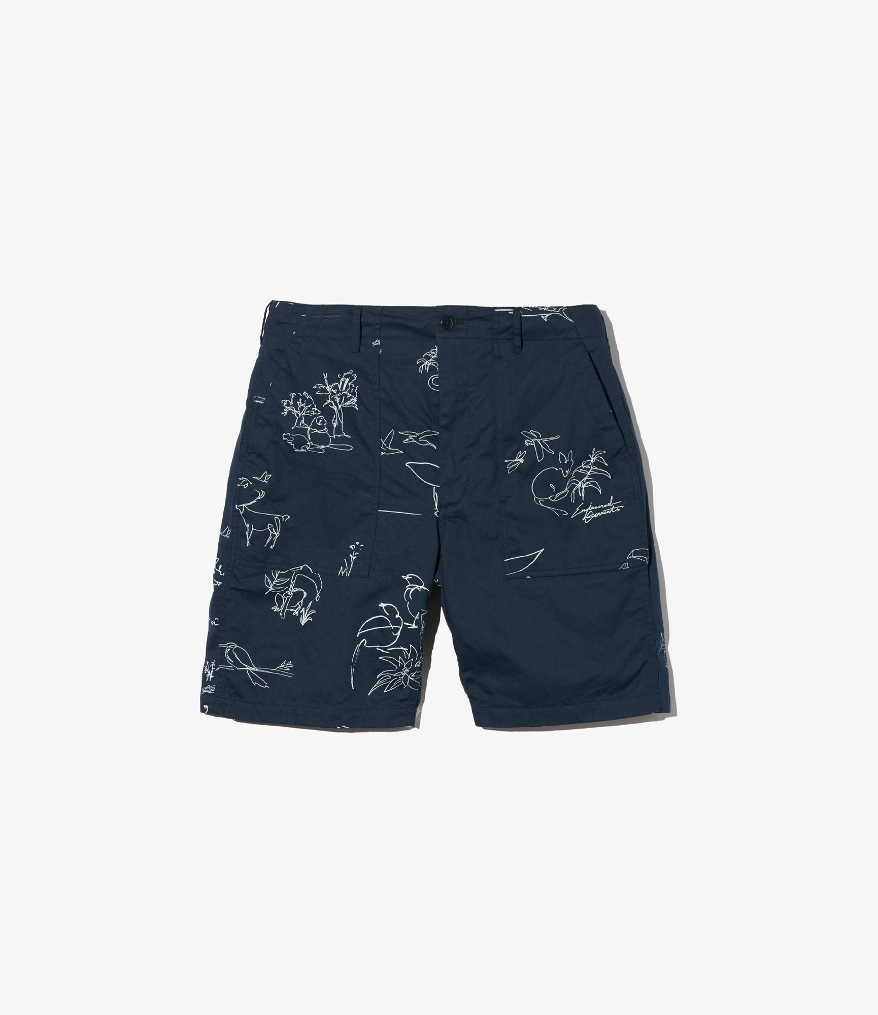 Fatigue Short – Navy Animal Print 6.5oz Flat Twill