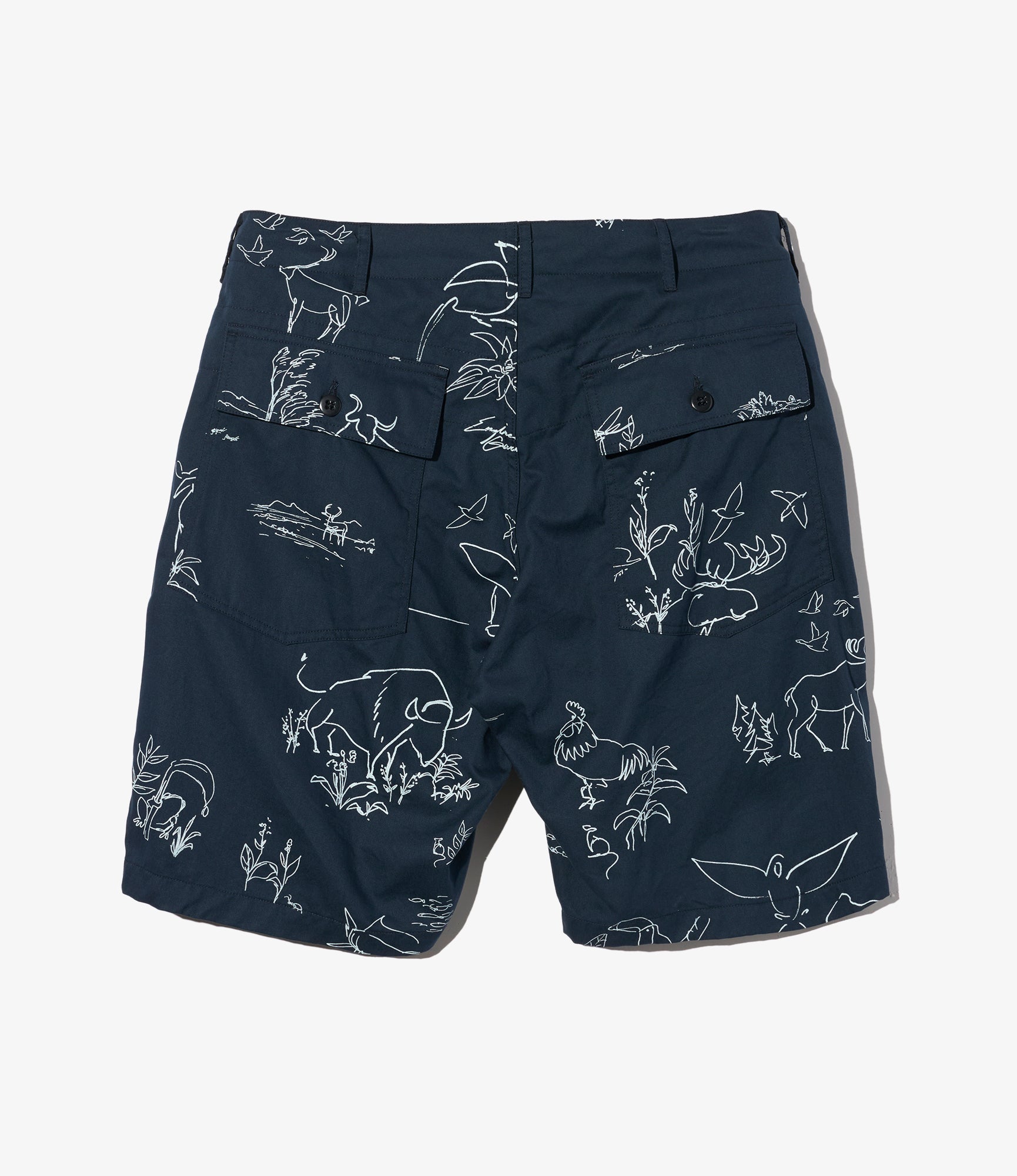 Fatigue Short – Navy Animal Print 6.5oz Flat Twill