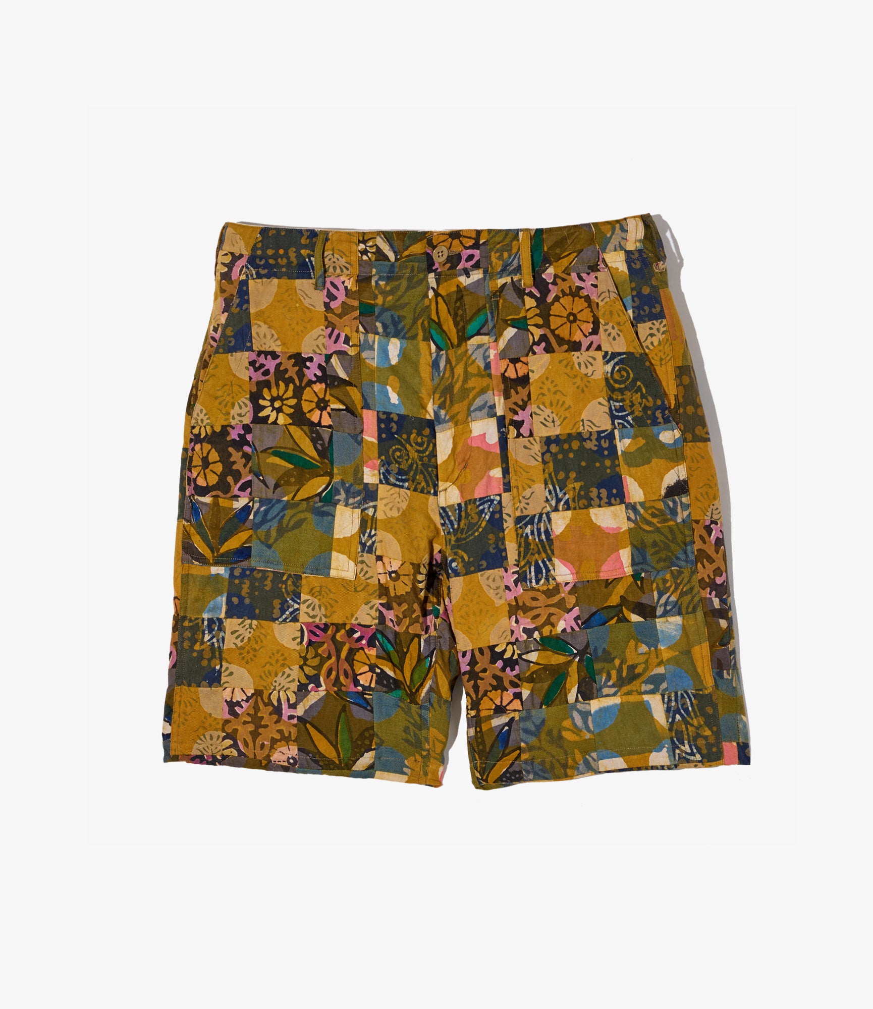 Fatigue Short – Olive Mixed Pattern Patchwork