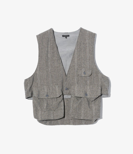 Fowl Vest – Light Grey Striped Herringbone Wool | Engineered
