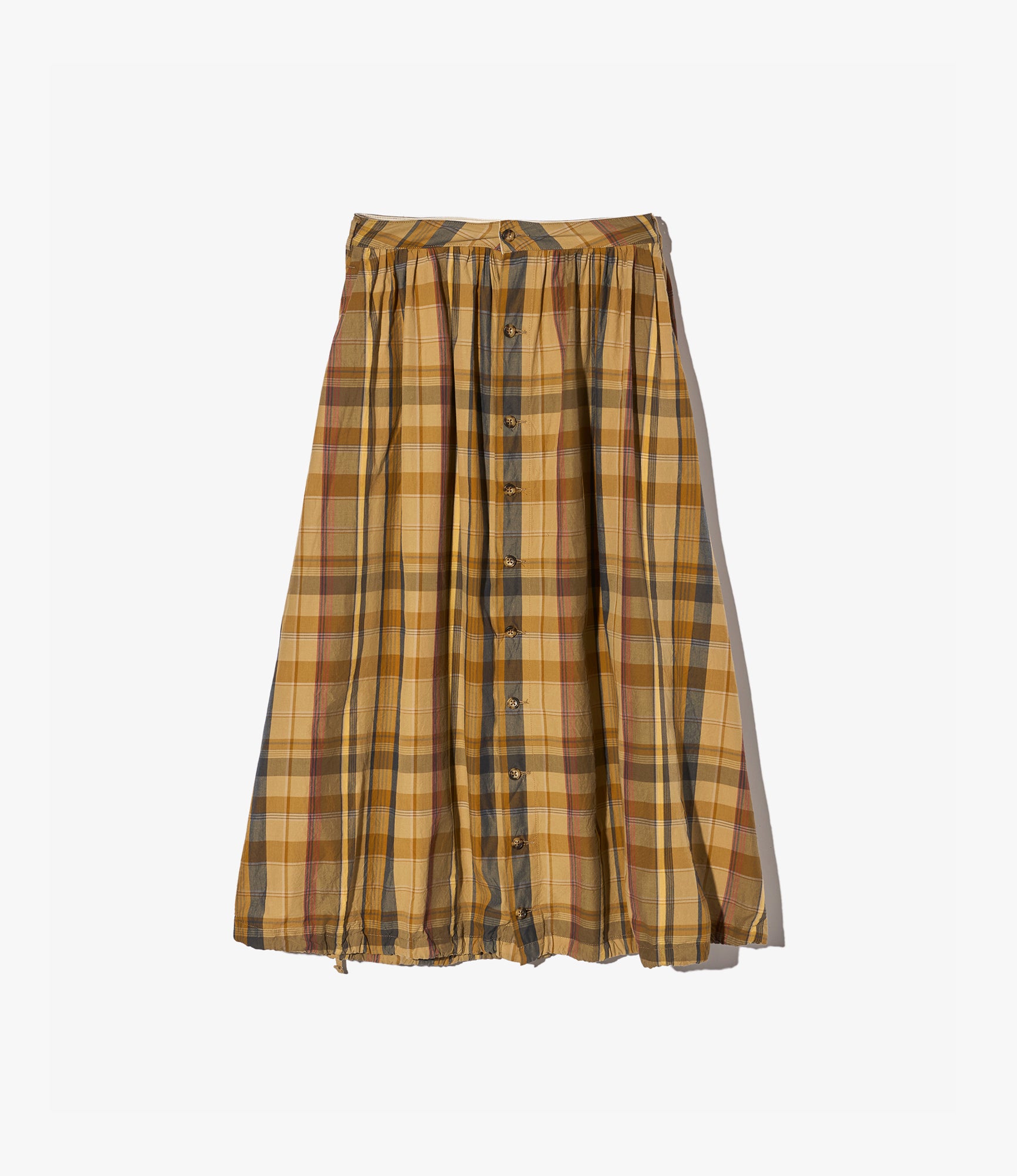 Gather Skirt – Olive Madras Plaid Cotton