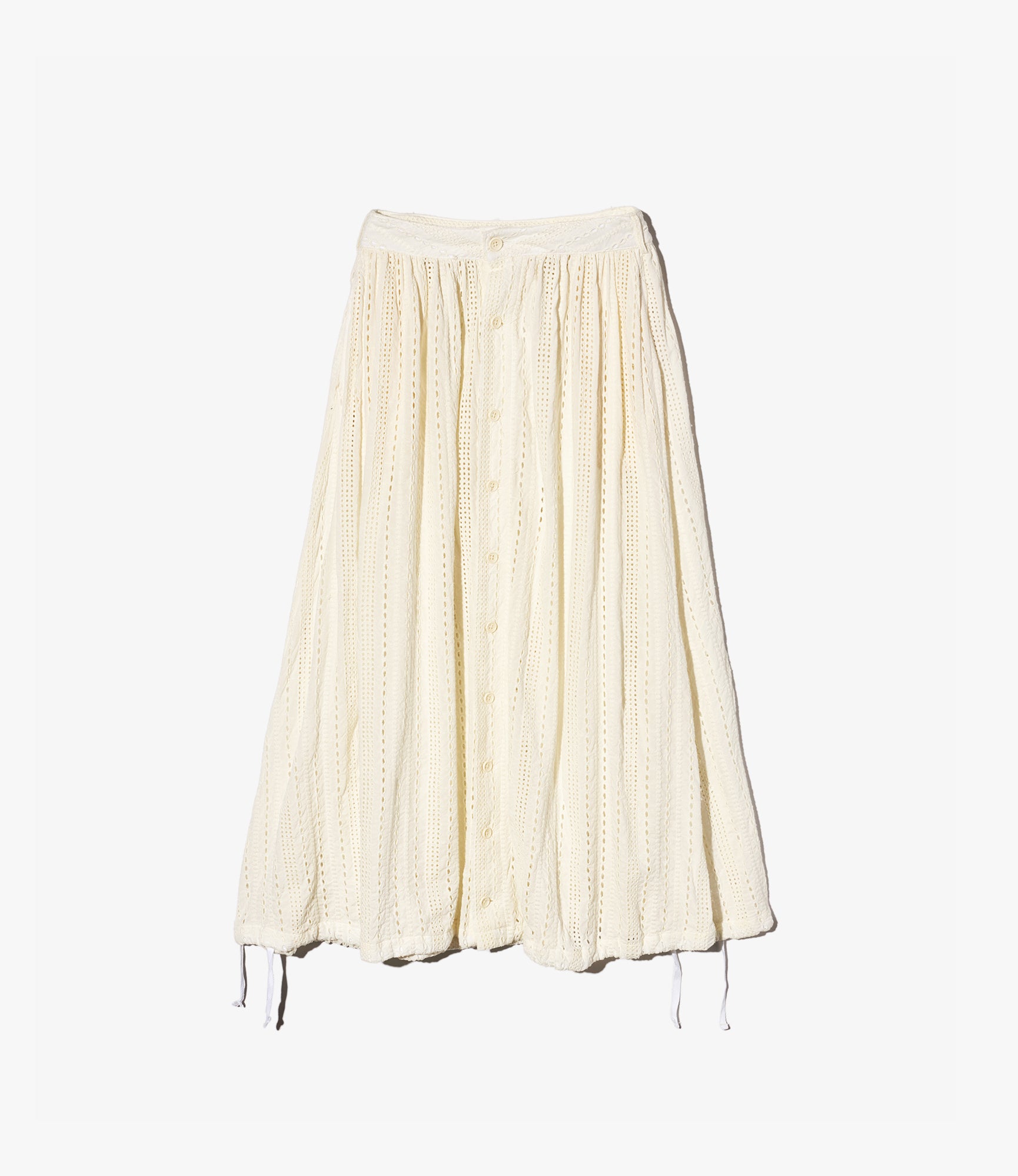 Gather Skirt – White Eyelet Embroidered Rayon