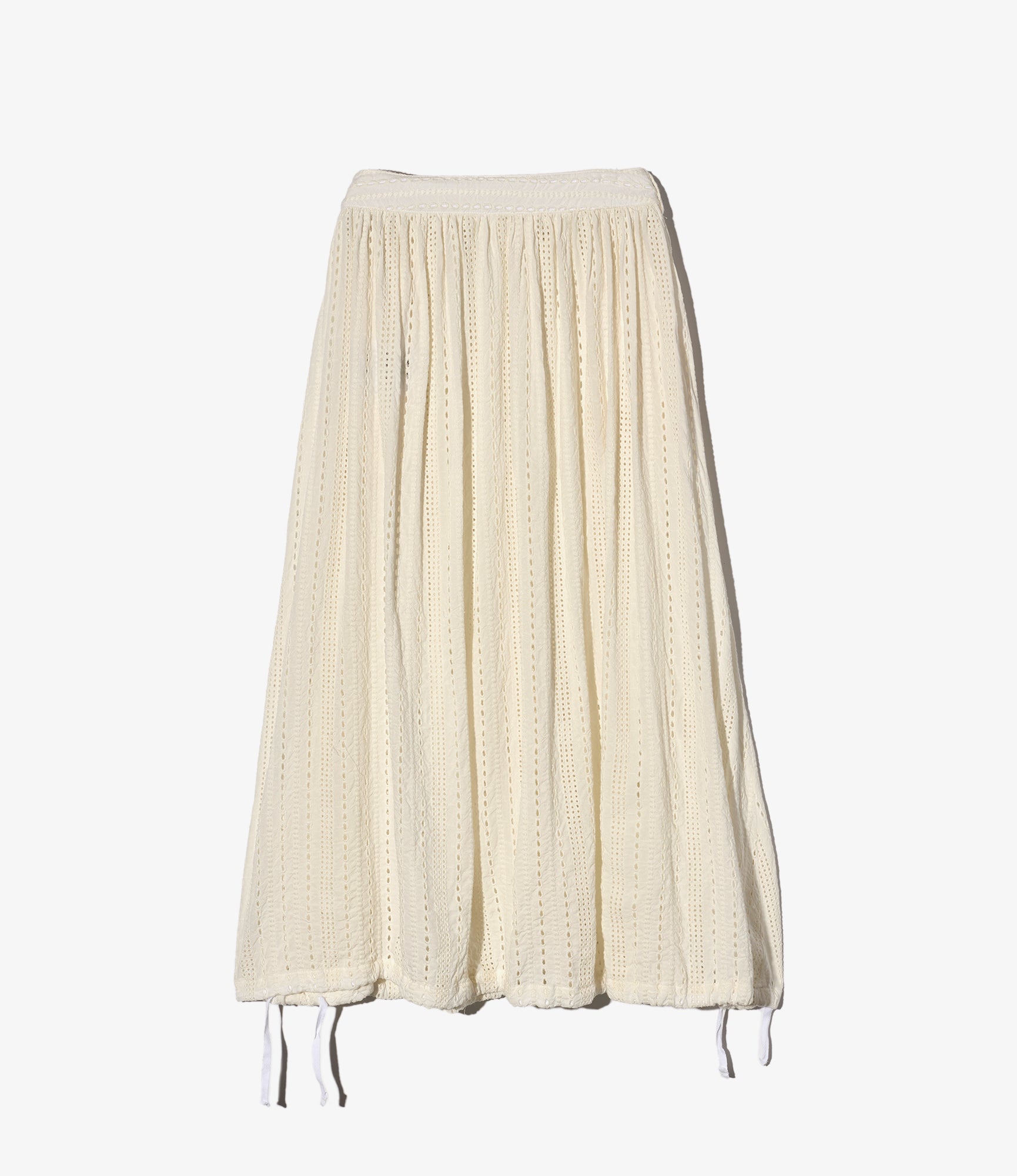 Gather Skirt – White Eyelet Embroidered Rayon