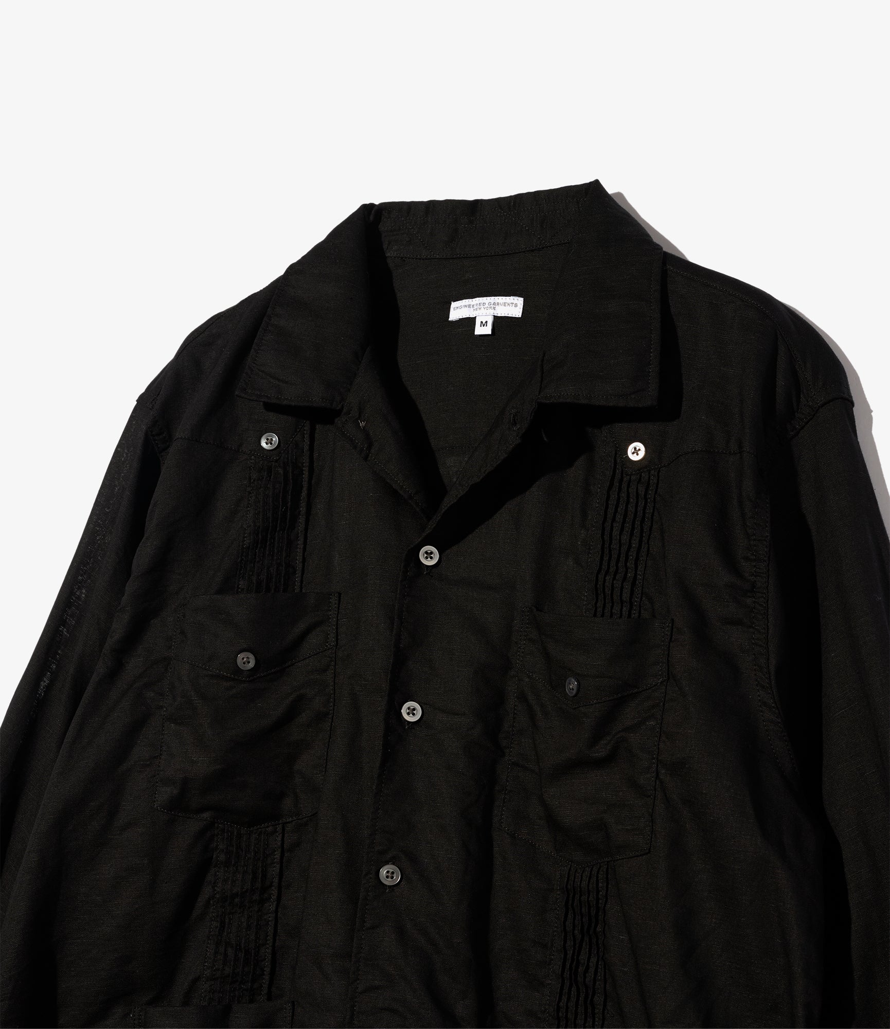 Guayabera Shirt – Black Handkerchief Linen