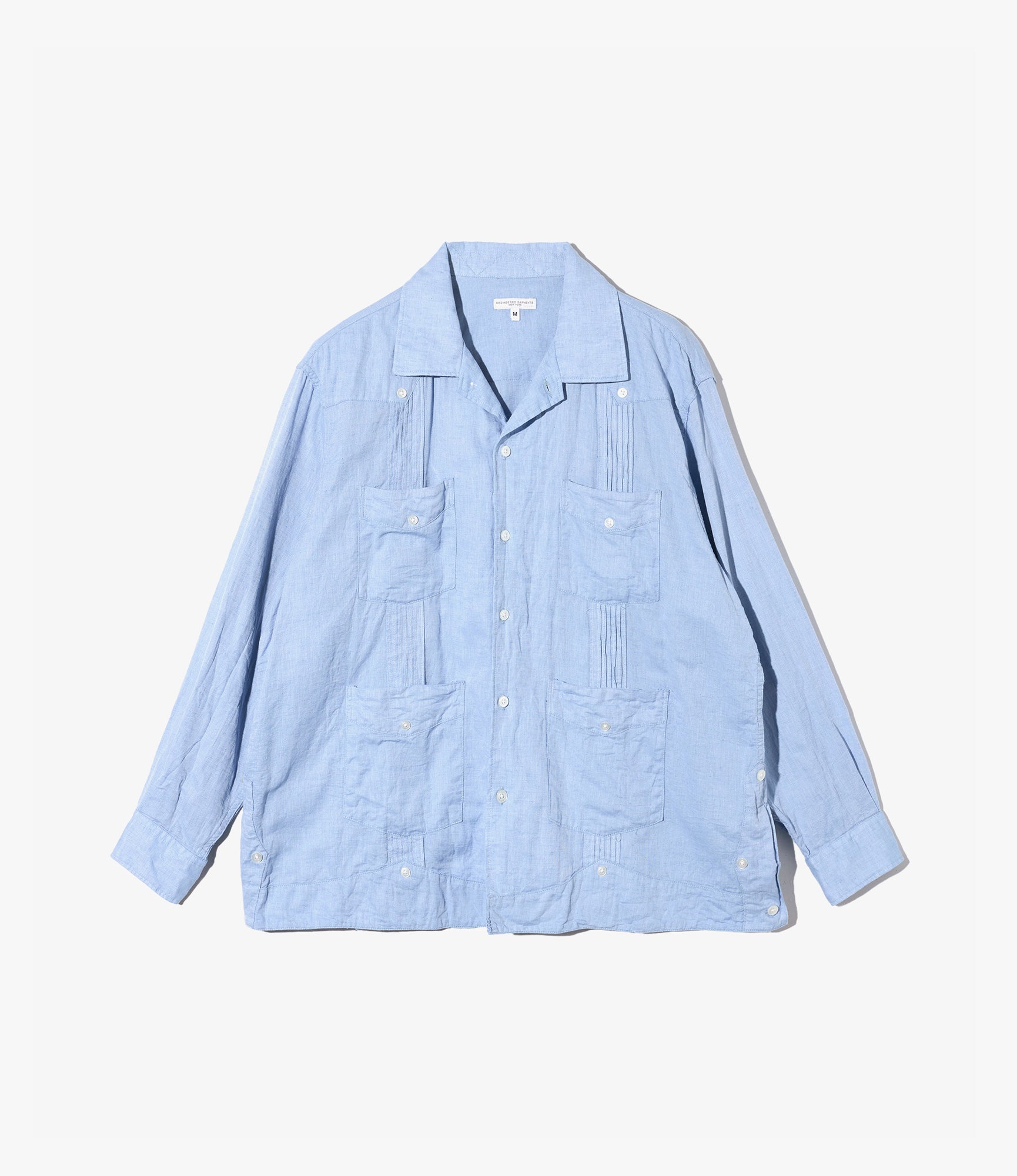 Guayabera Shirt – Light Blue Cotton/Linen