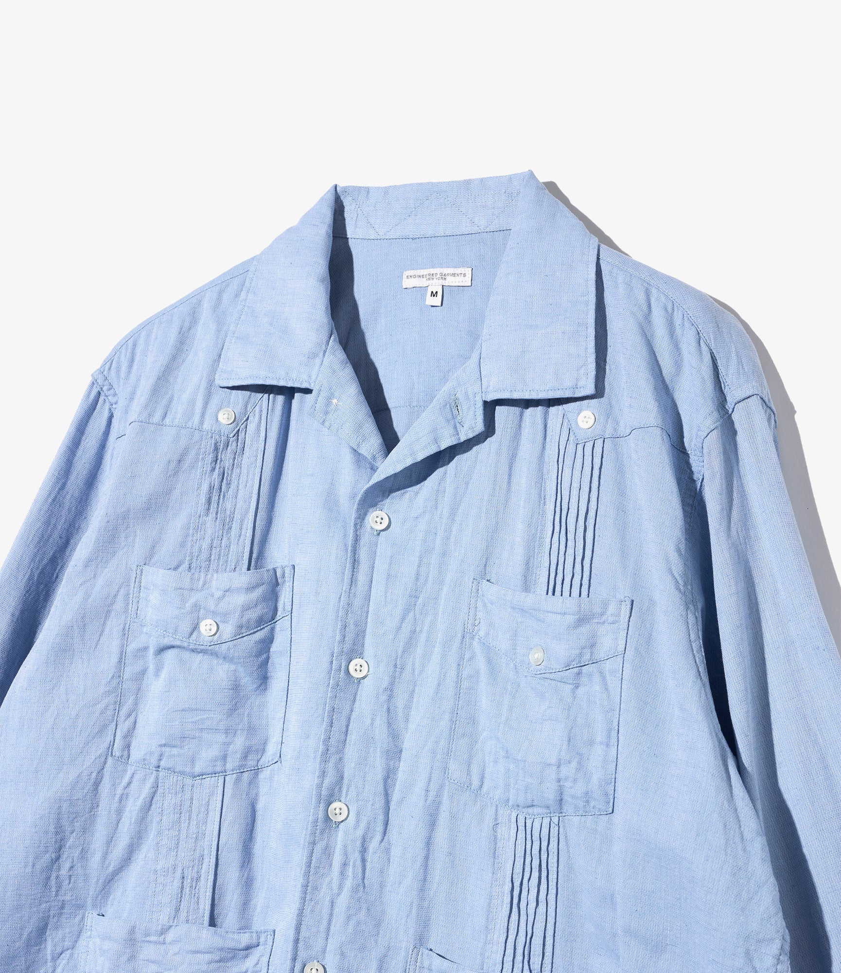 Guayabera Shirt – Light Blue Cotton/Linen