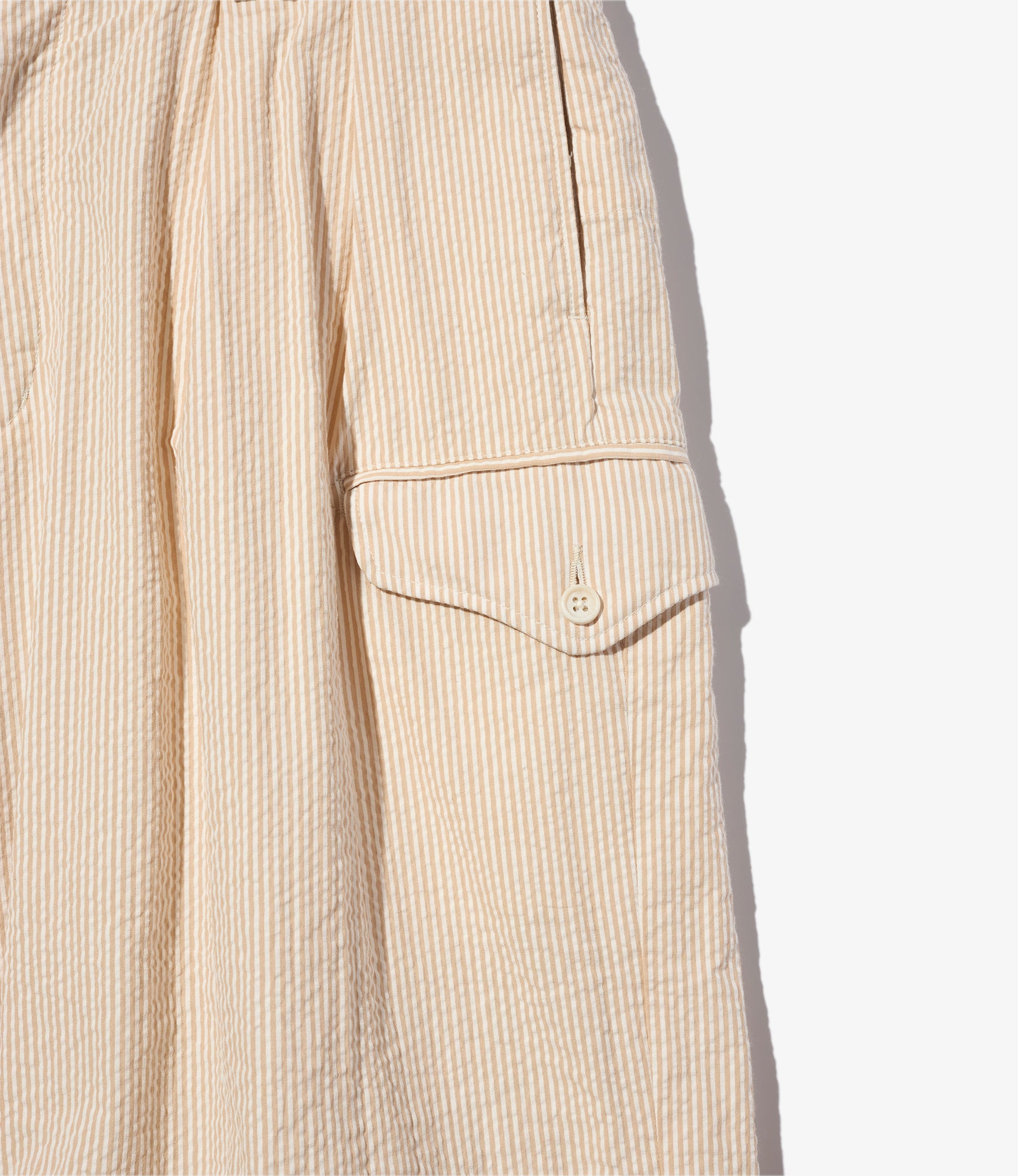 Gurkha Short – Beige Stripe Cotton Seersucker