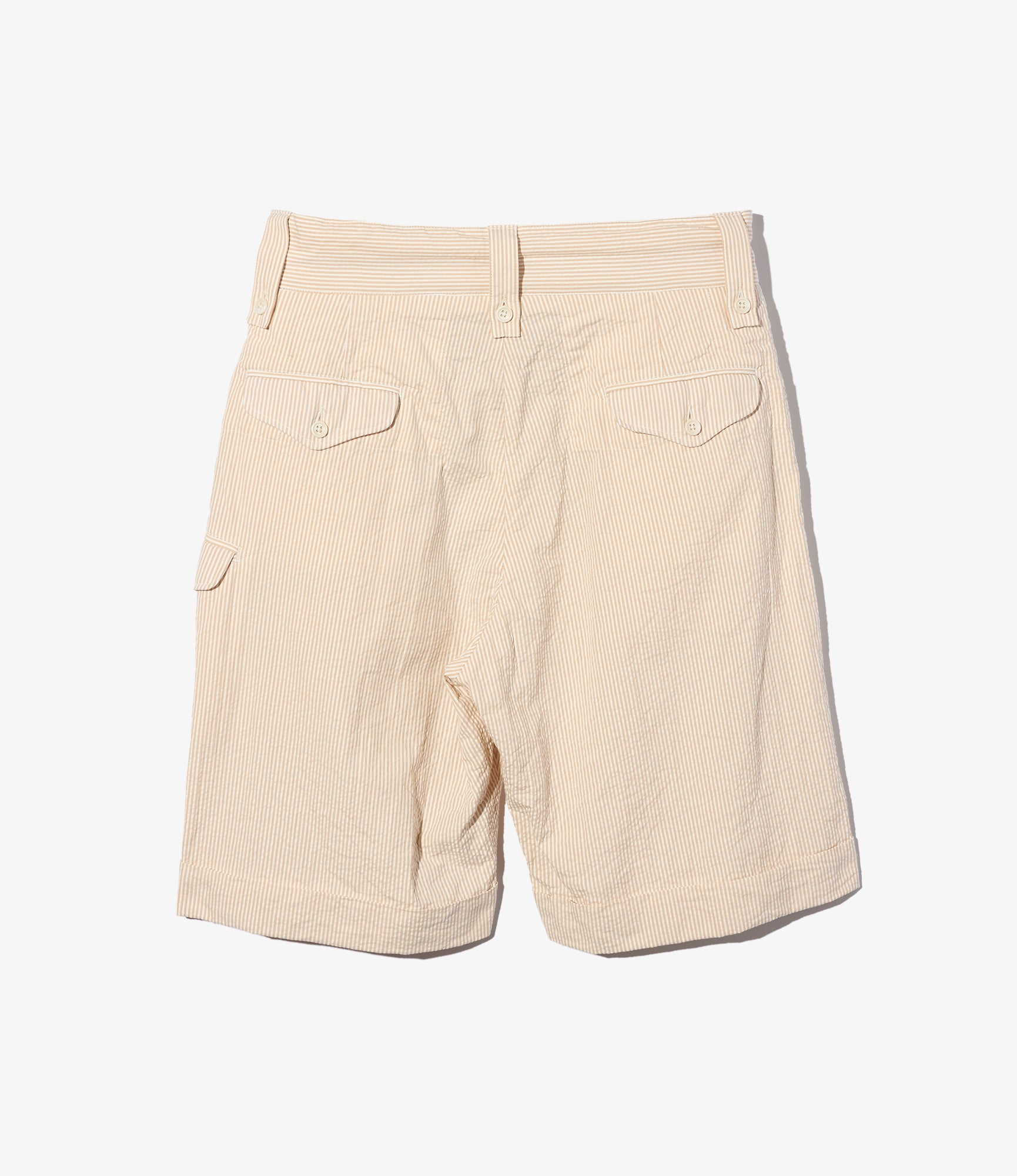 Gurkha Short – Beige Stripe Cotton Seersucker