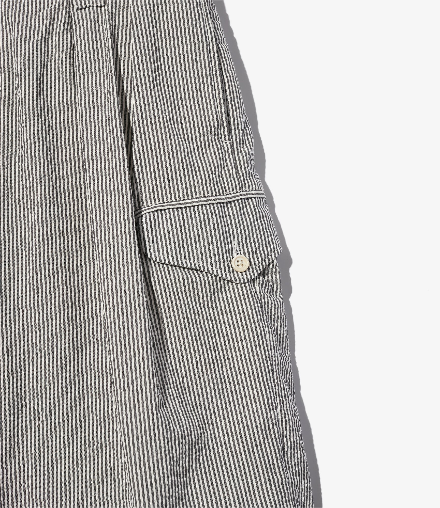 Gurkha Short – Navy Stripe Cotton Seersucker