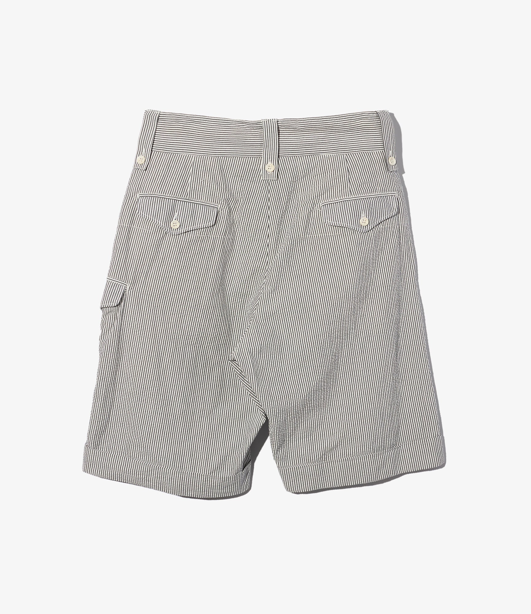 Gurkha Short – Navy Stripe Cotton Seersucker