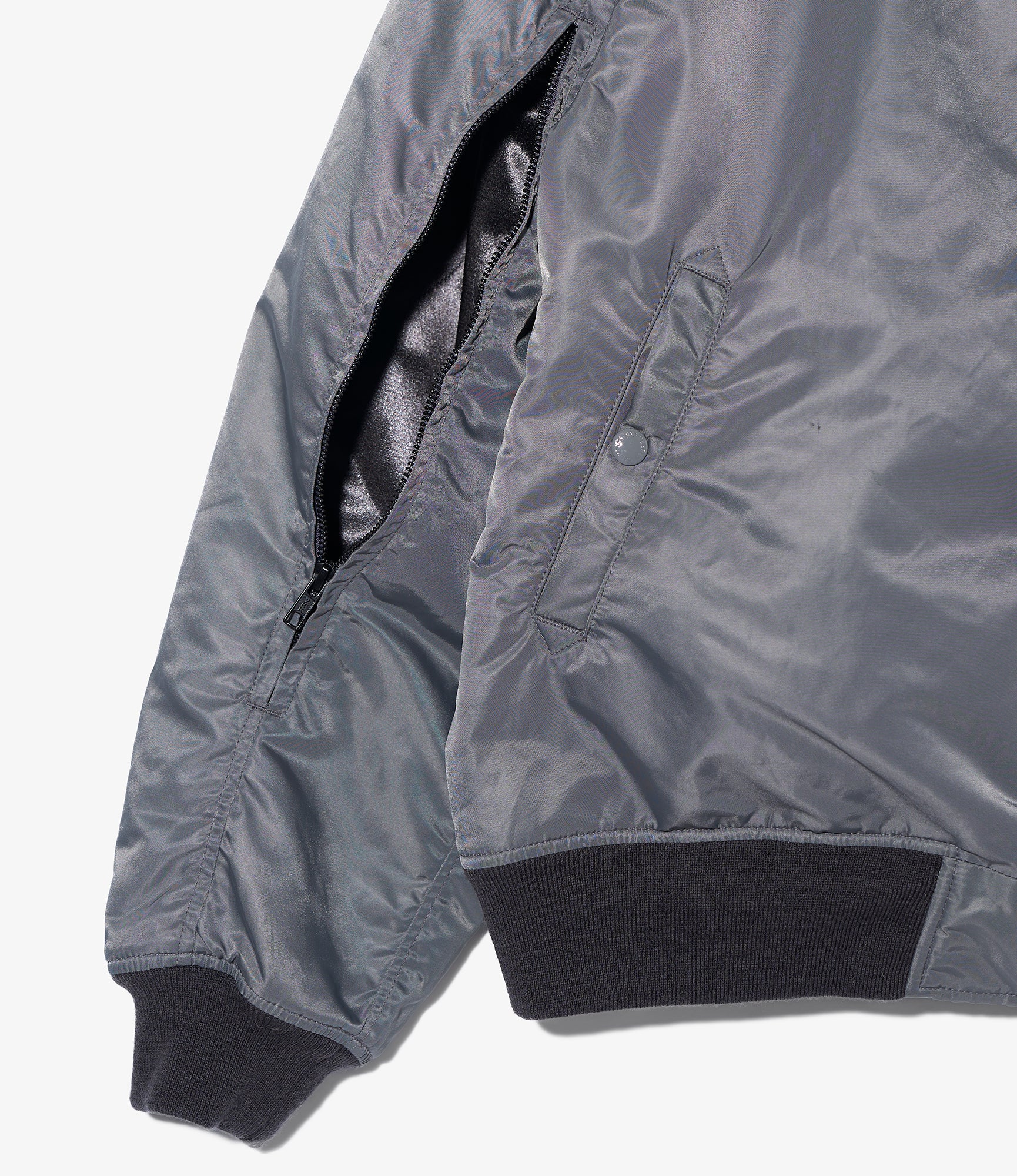 LL Jacket – Gunmetal Nylon Flight Satin