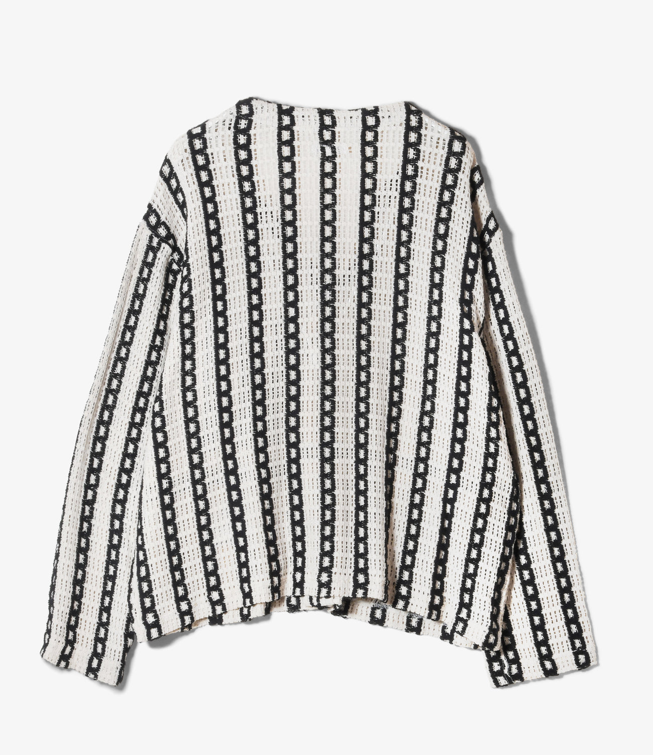 Knit Cardigan – Black/White Striped Crochet