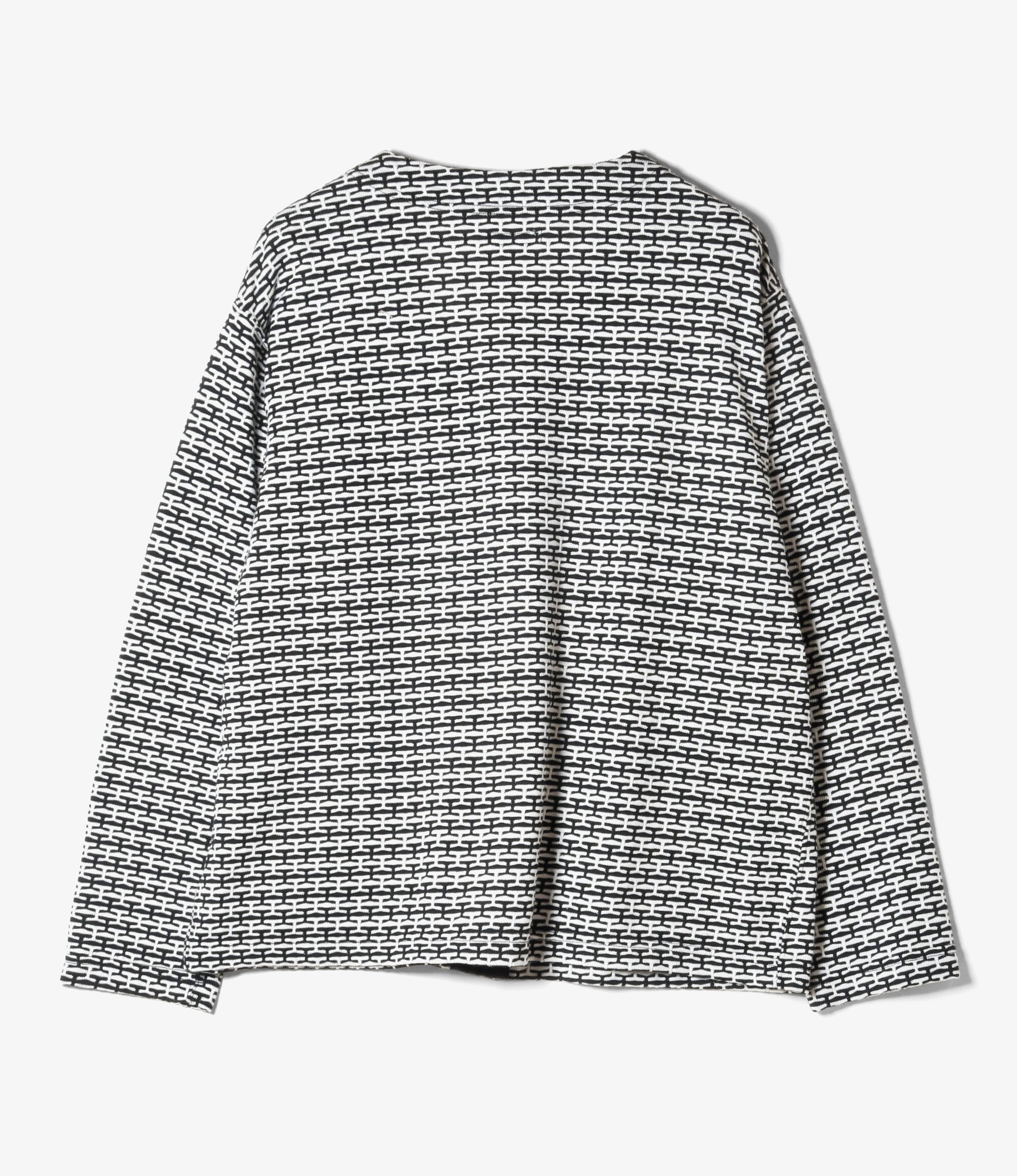 Knit Cardigan – Black/White Horizontal Jacquard