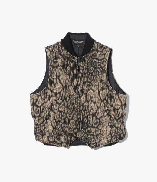 LL Vest – Brown Leopard Jacquard Wool | Engineered Garments
