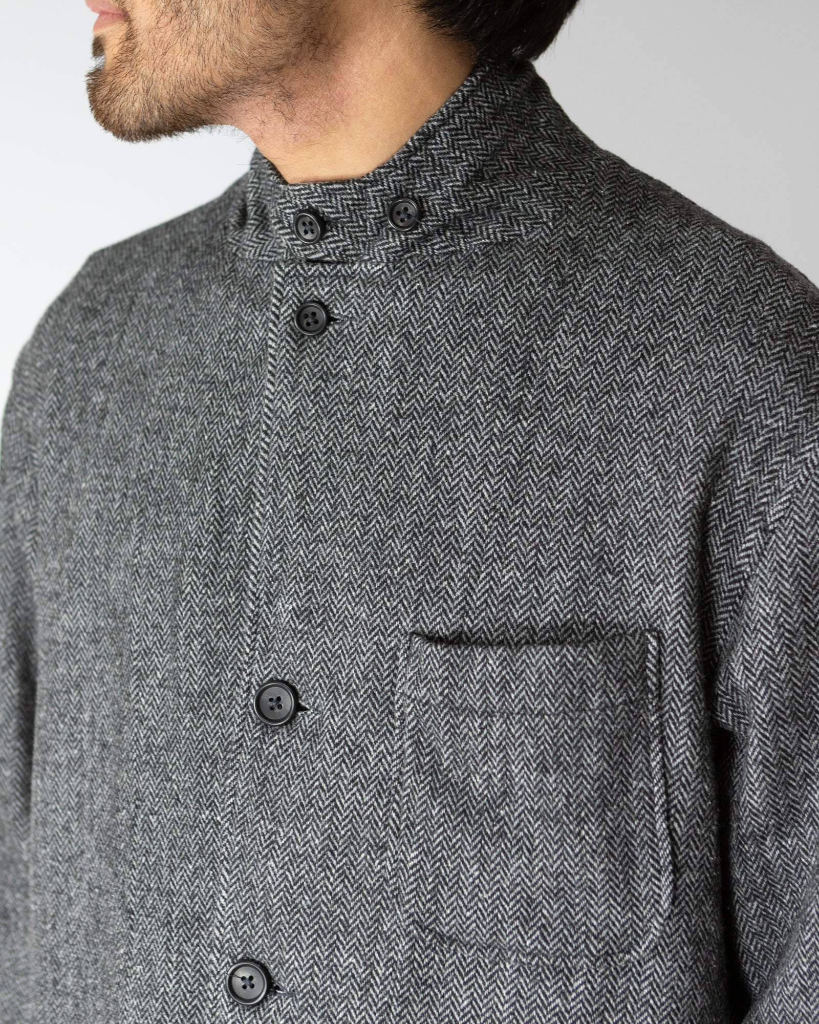 Loiter Jacket – Grey Herringbone Poly Wool