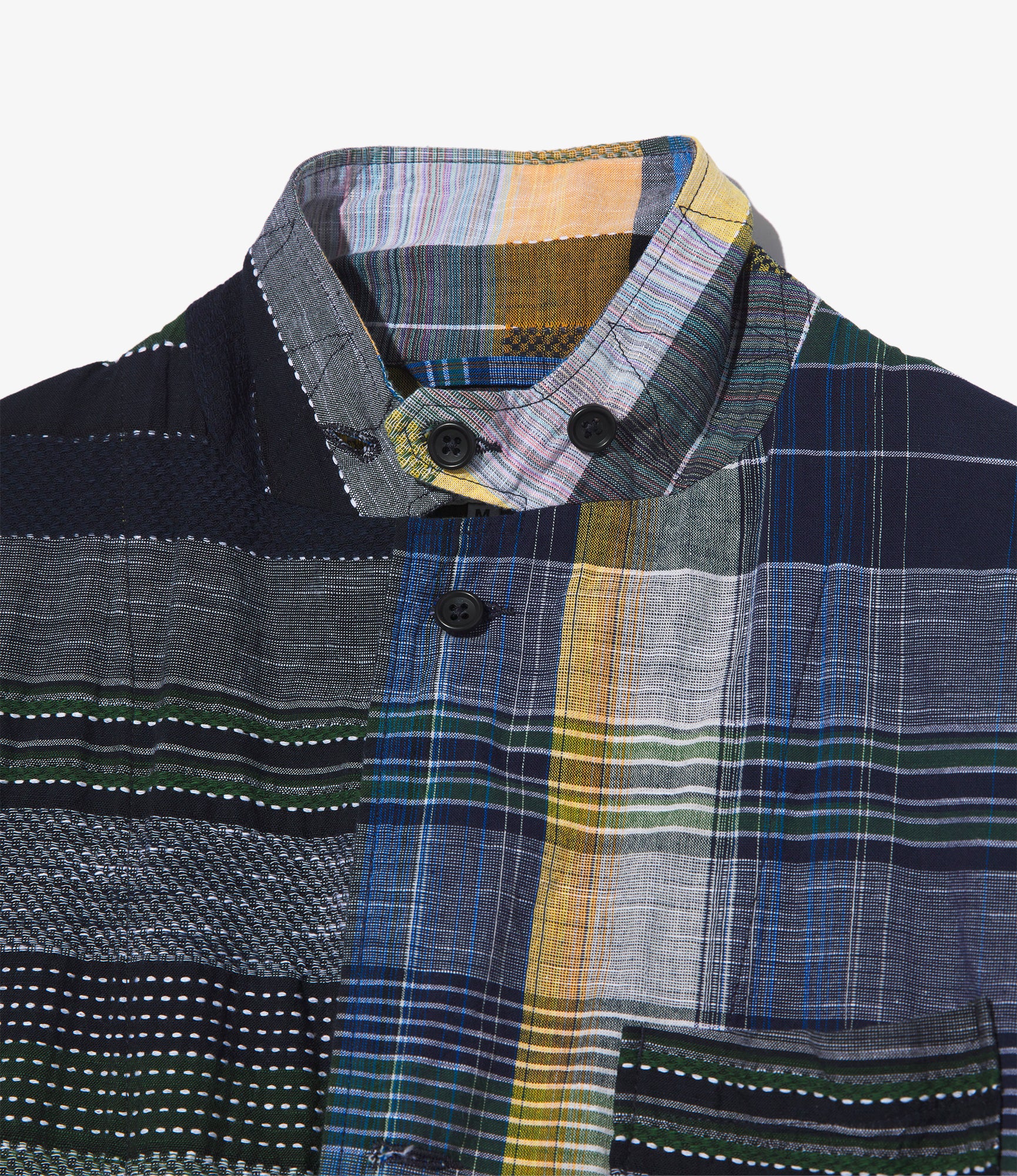 Loiter Jacket – Navy/Yellow/Green Madras Jacquard Dobby