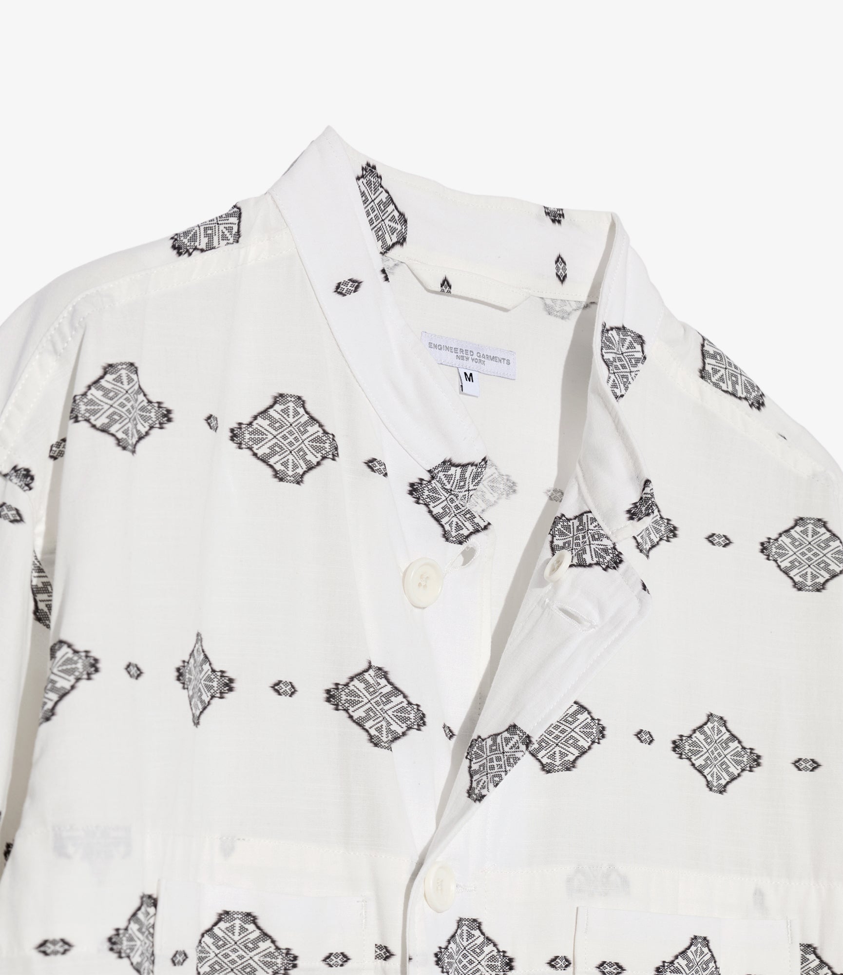 Long Dayton Shirt – White Ikat Print