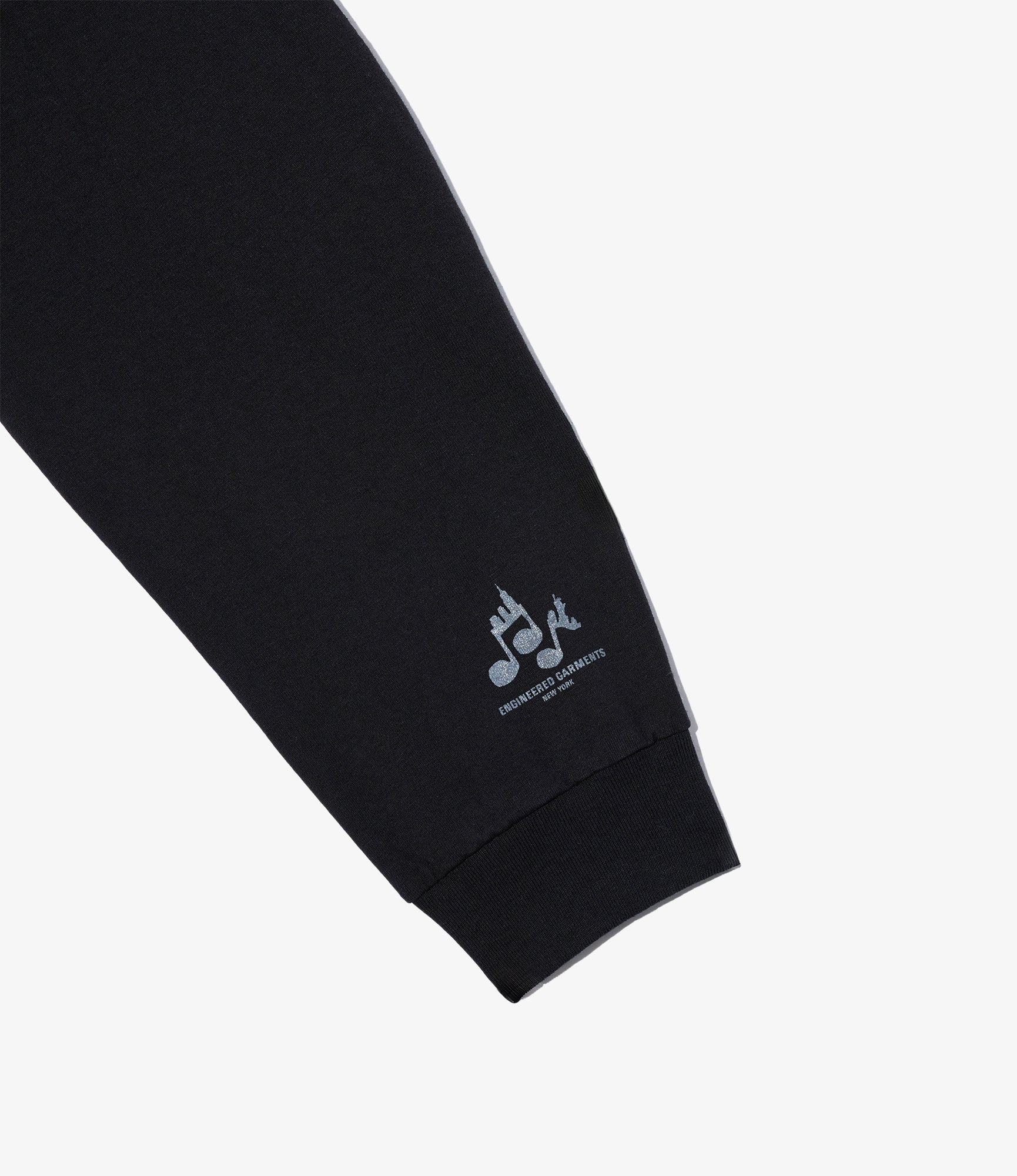 Long Sleeve Cross Neck T-Shirt – Black 'Sound' Print