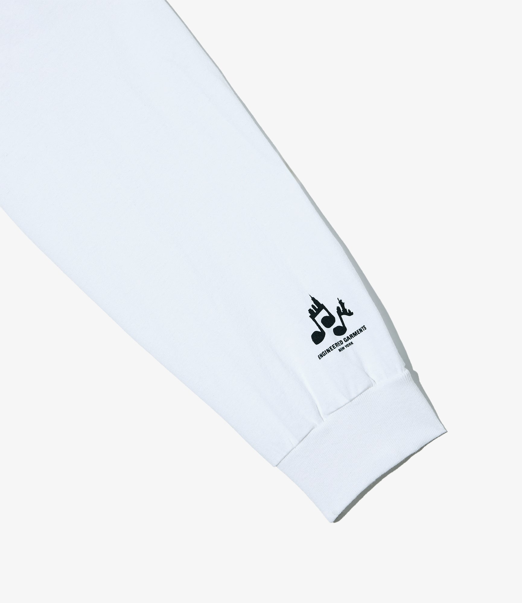 Long Sleeve Cross Neck T-Shirt – White 'Sound' Print