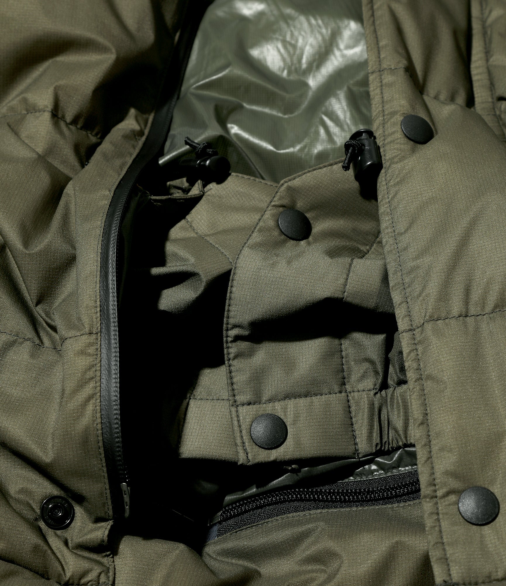Detachable Down Coat – Khaki Nylon