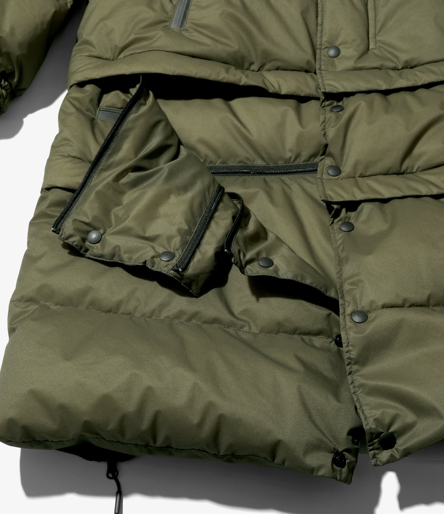 Detachable Down Coat – Khaki Nylon
