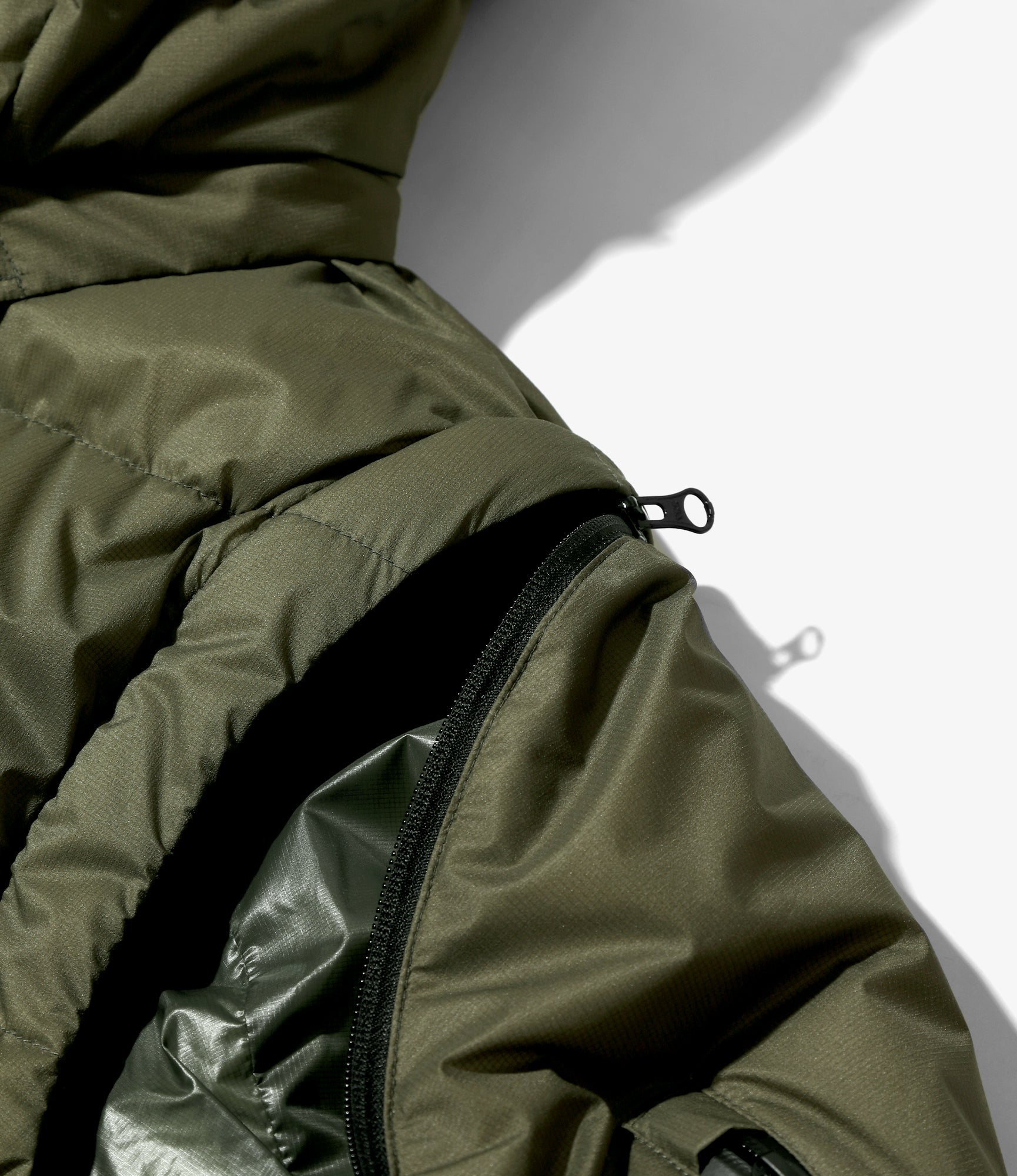 Detachable Down Coat – Khaki Nylon