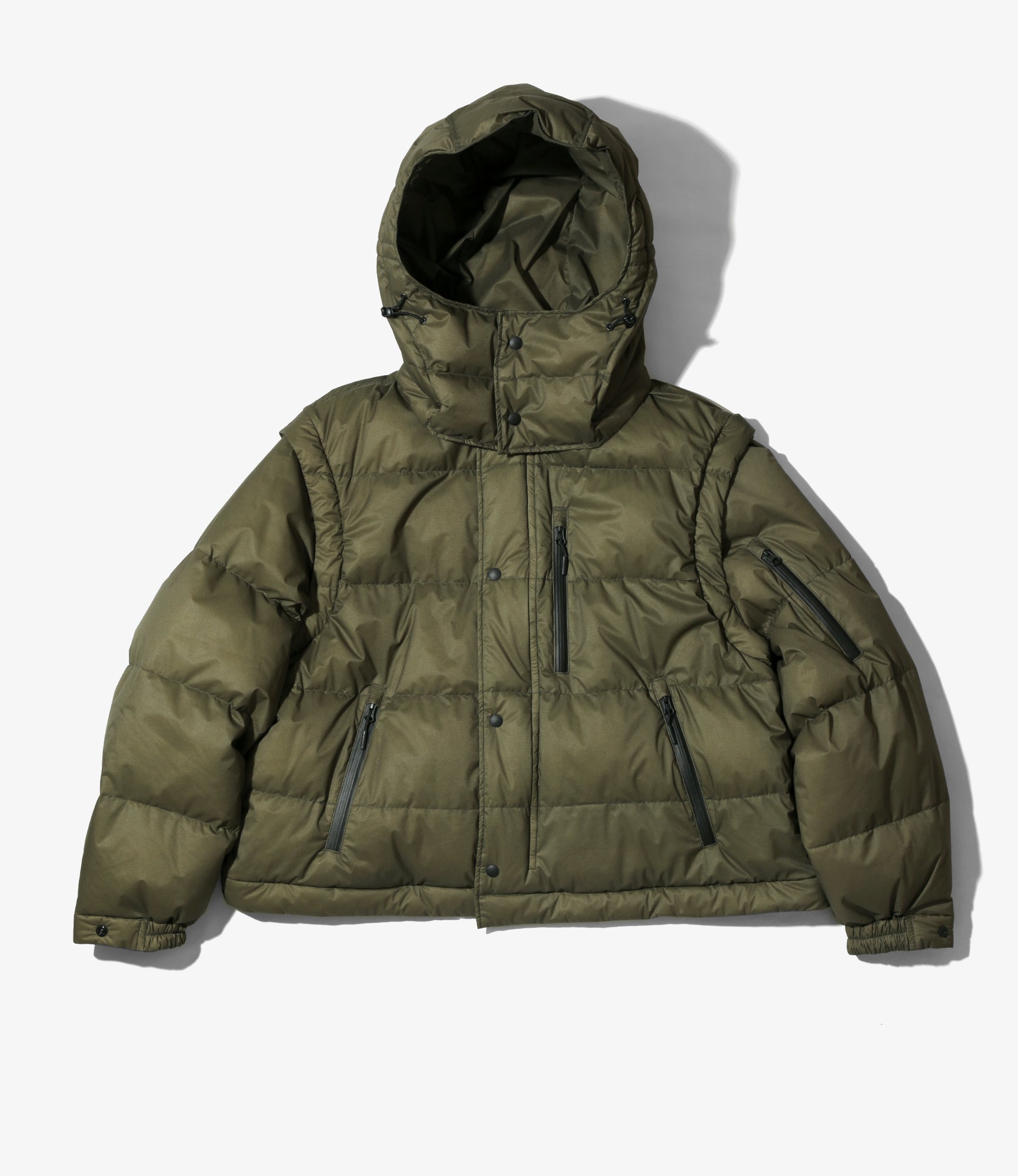 Detachable Down Coat – Khaki Nylon