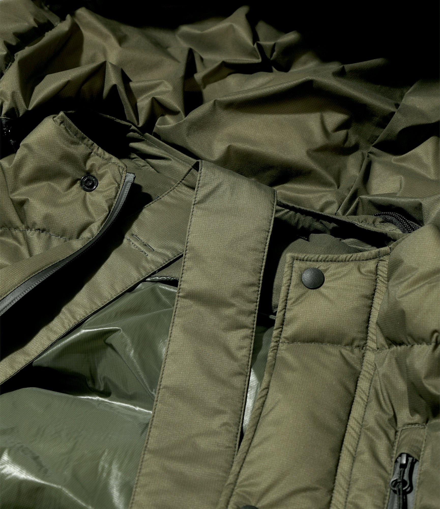 Detachable Down Coat – Khaki Nylon