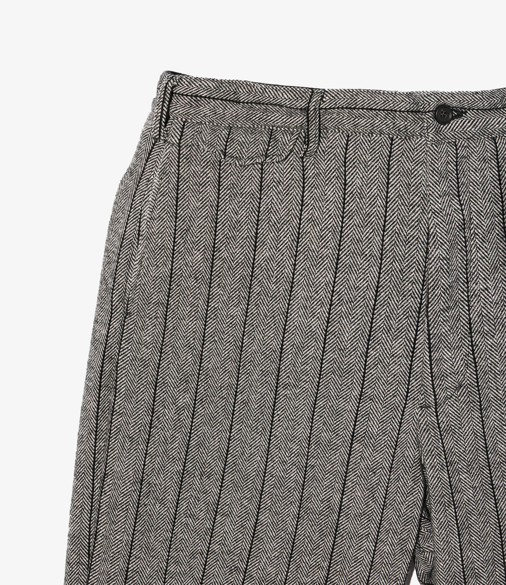 Officer Pant – Dark Grey Striped Herringbone Wool