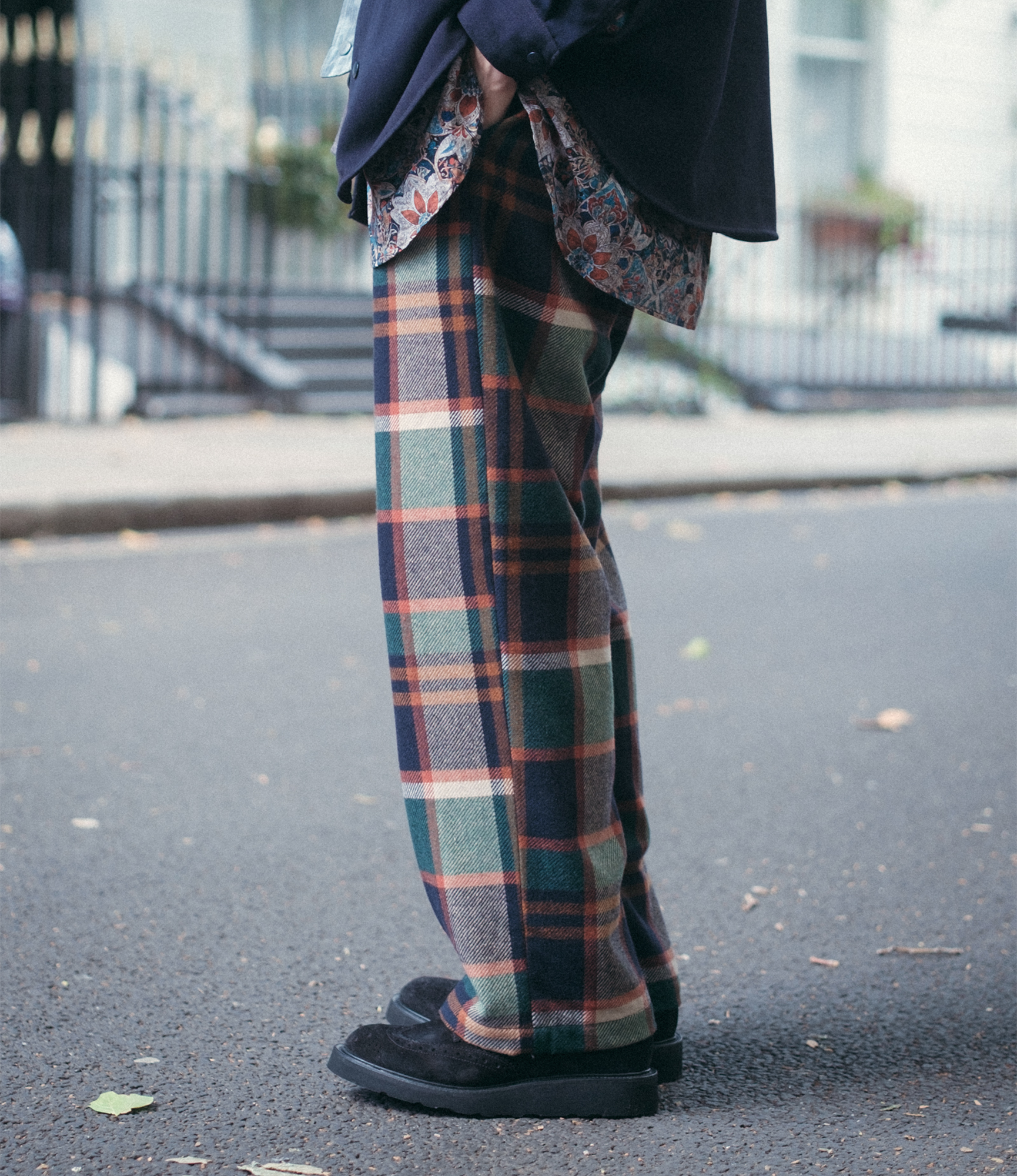 Officer Pant – Navy/Brown Plaid Wool