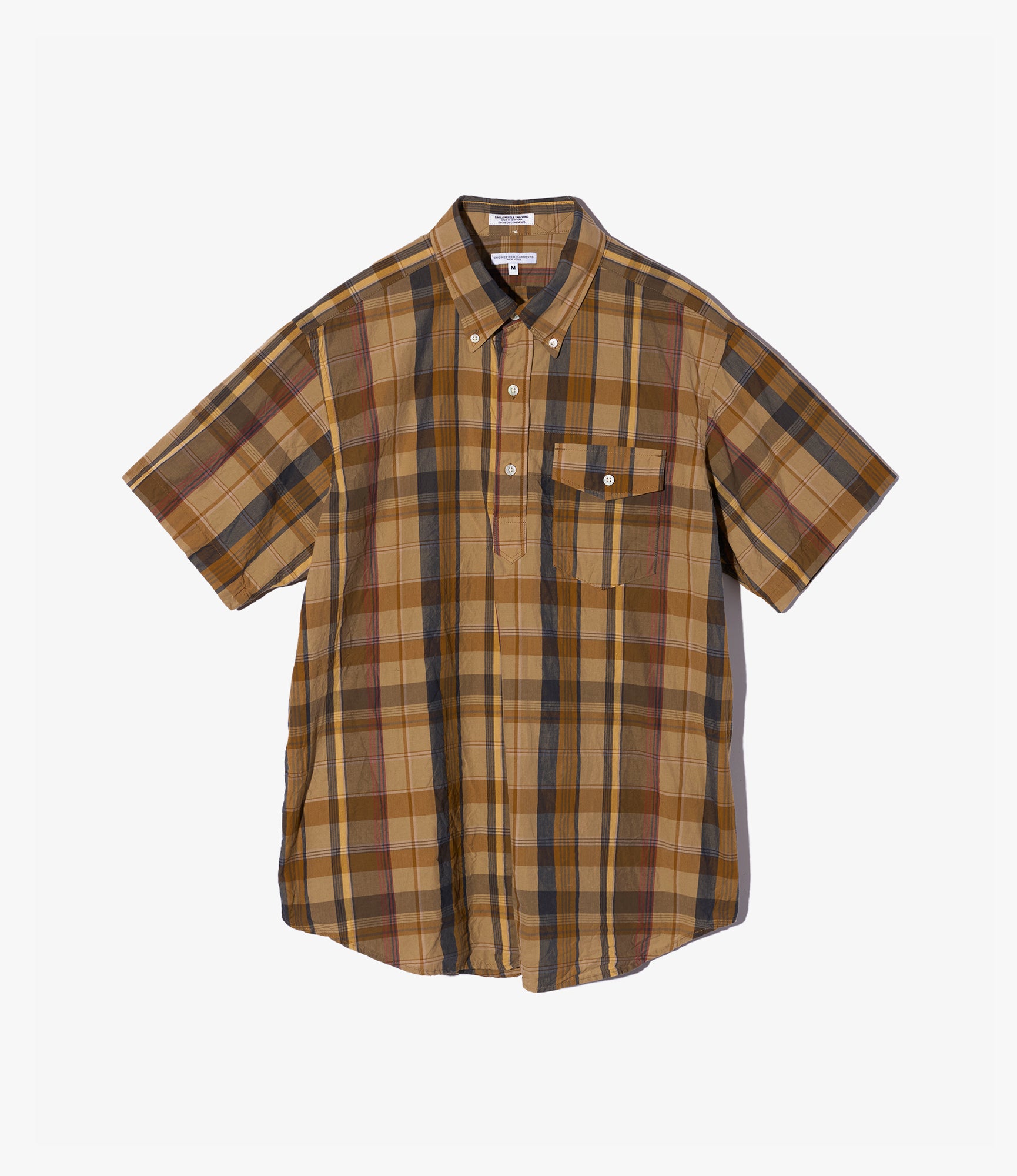 Popover BD Shirt – Olive Madras Plaid Cotton